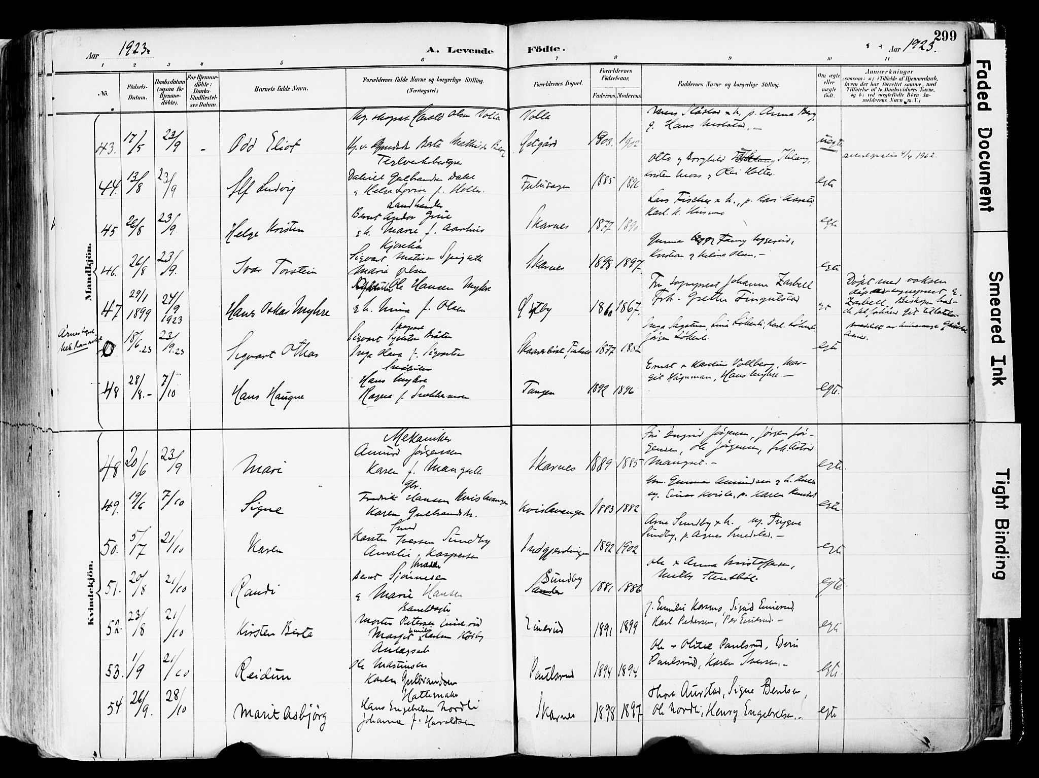 Sør-Odal prestekontor, SAH/PREST-030/H/Ha/Haa/L0006: Parish register (official) no. 6, 1886-1931, p. 299