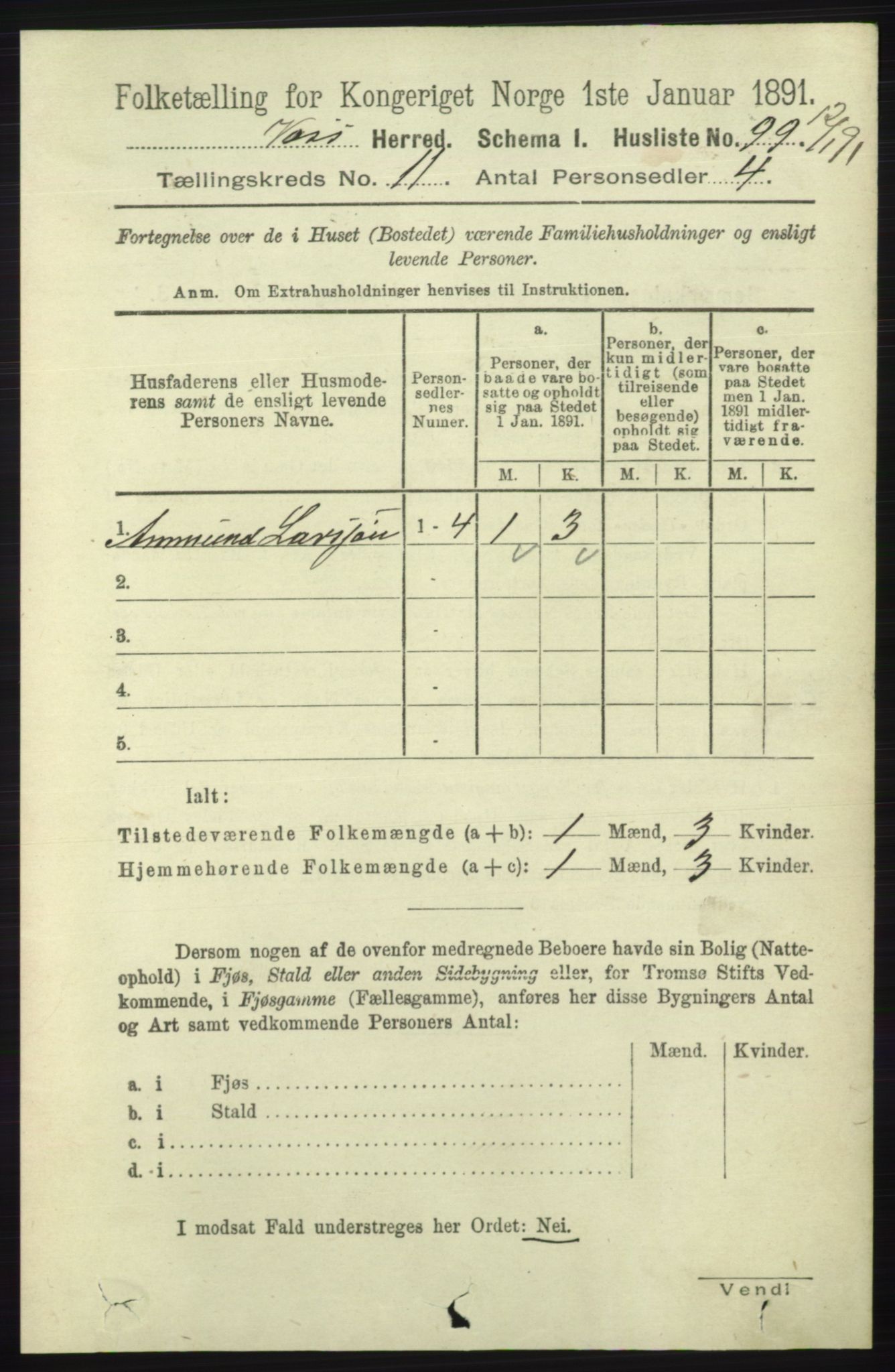 RA, 1891 census for 1235 Voss, 1891, p. 5823