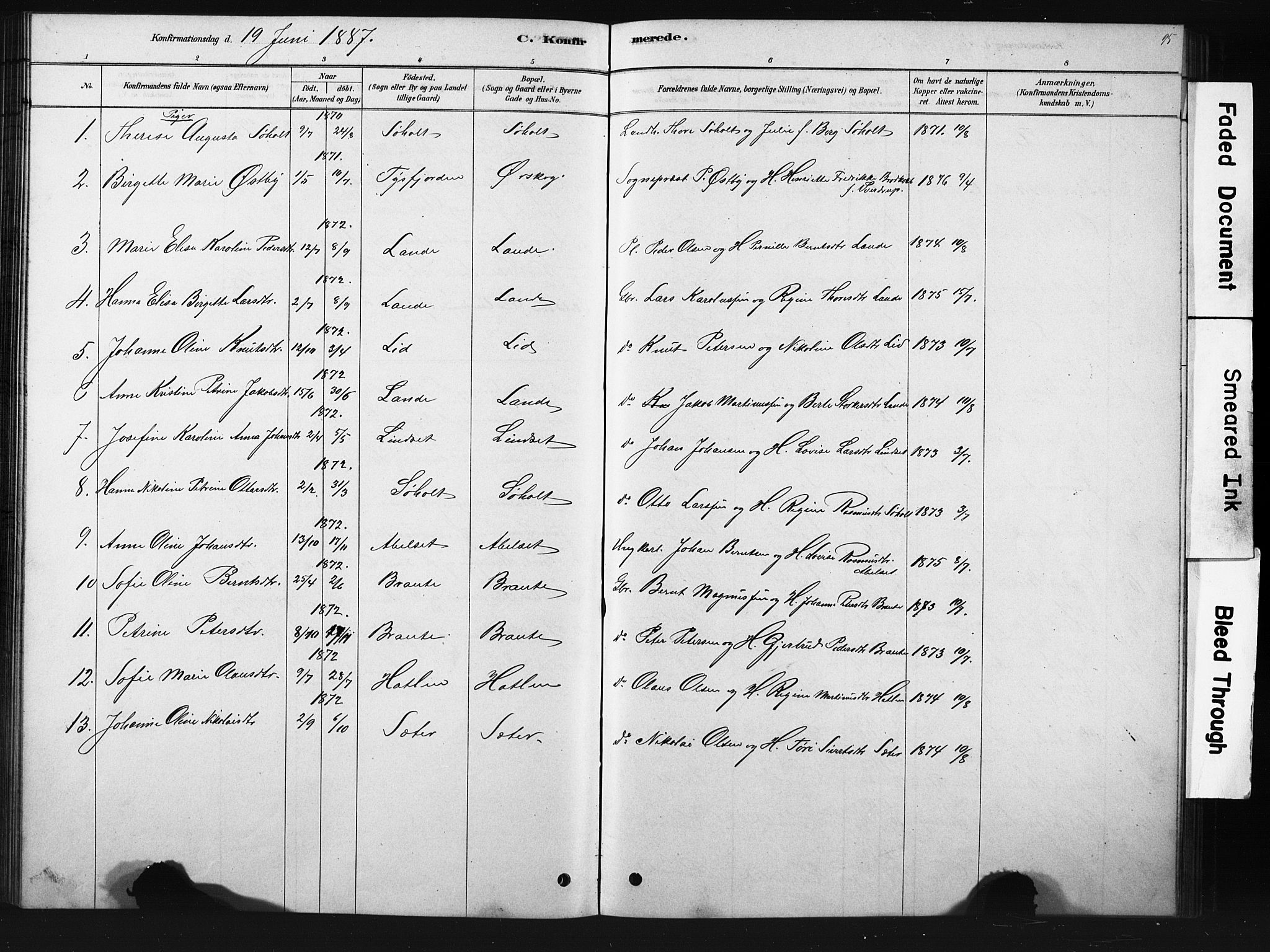 Ministerialprotokoller, klokkerbøker og fødselsregistre - Møre og Romsdal, SAT/A-1454/522/L0326: Parish register (copy) no. 522C05, 1878-1890, p. 95