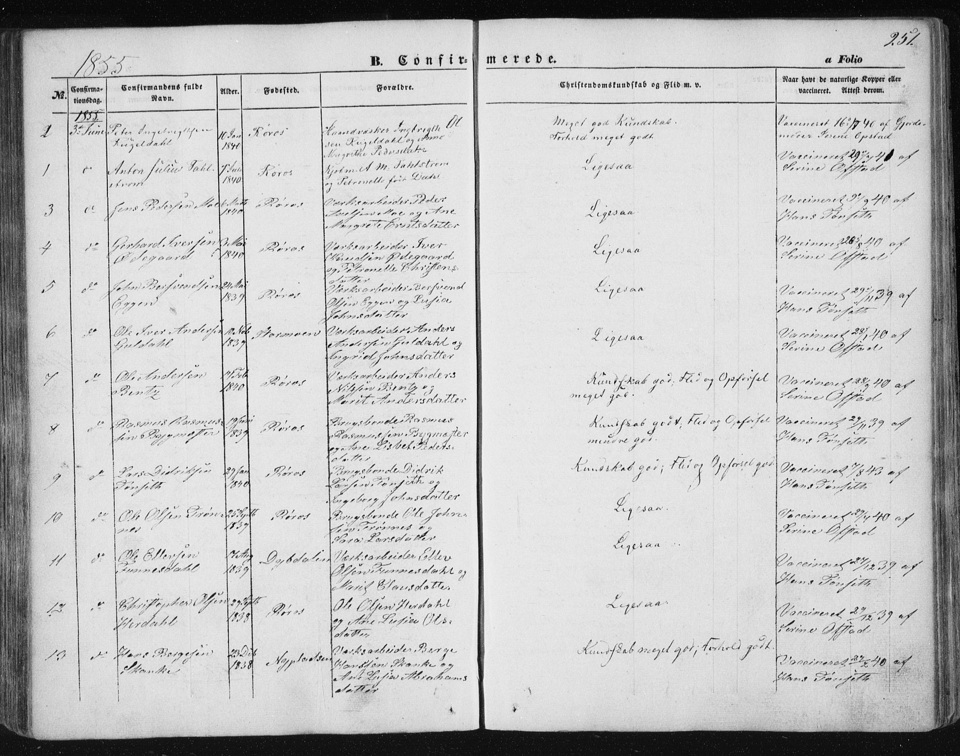 Ministerialprotokoller, klokkerbøker og fødselsregistre - Sør-Trøndelag, SAT/A-1456/681/L0931: Parish register (official) no. 681A09, 1845-1859, p. 251