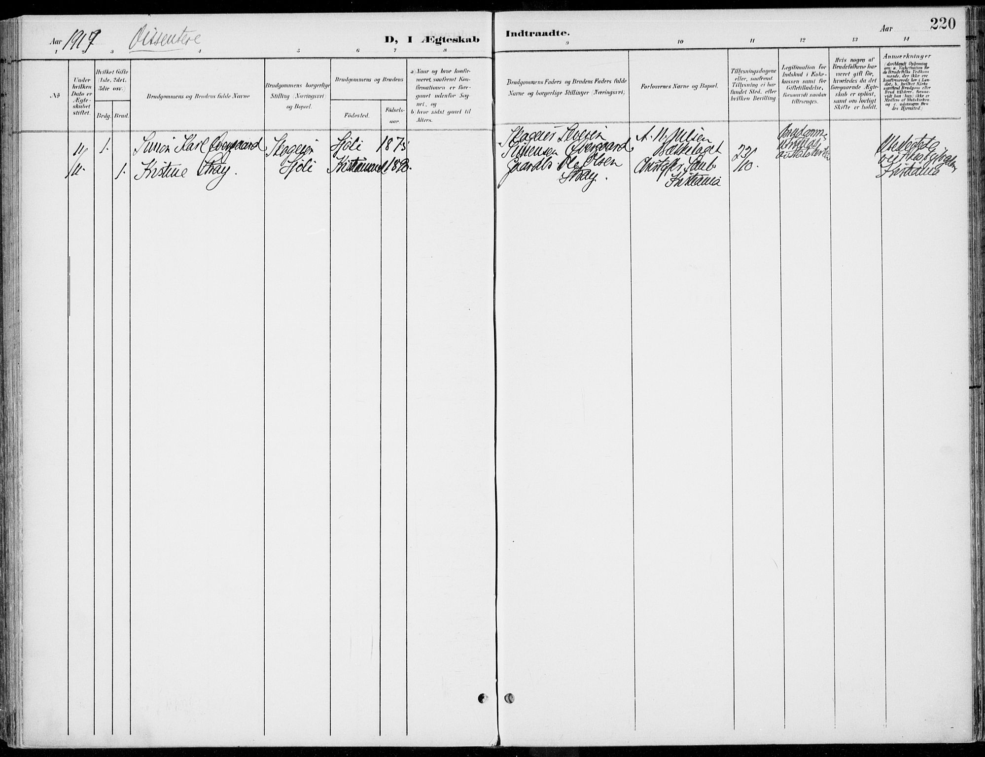 Rendalen prestekontor, SAH/PREST-054/H/Ha/Haa/L0011: Parish register (official) no. 11, 1901-1925, p. 220