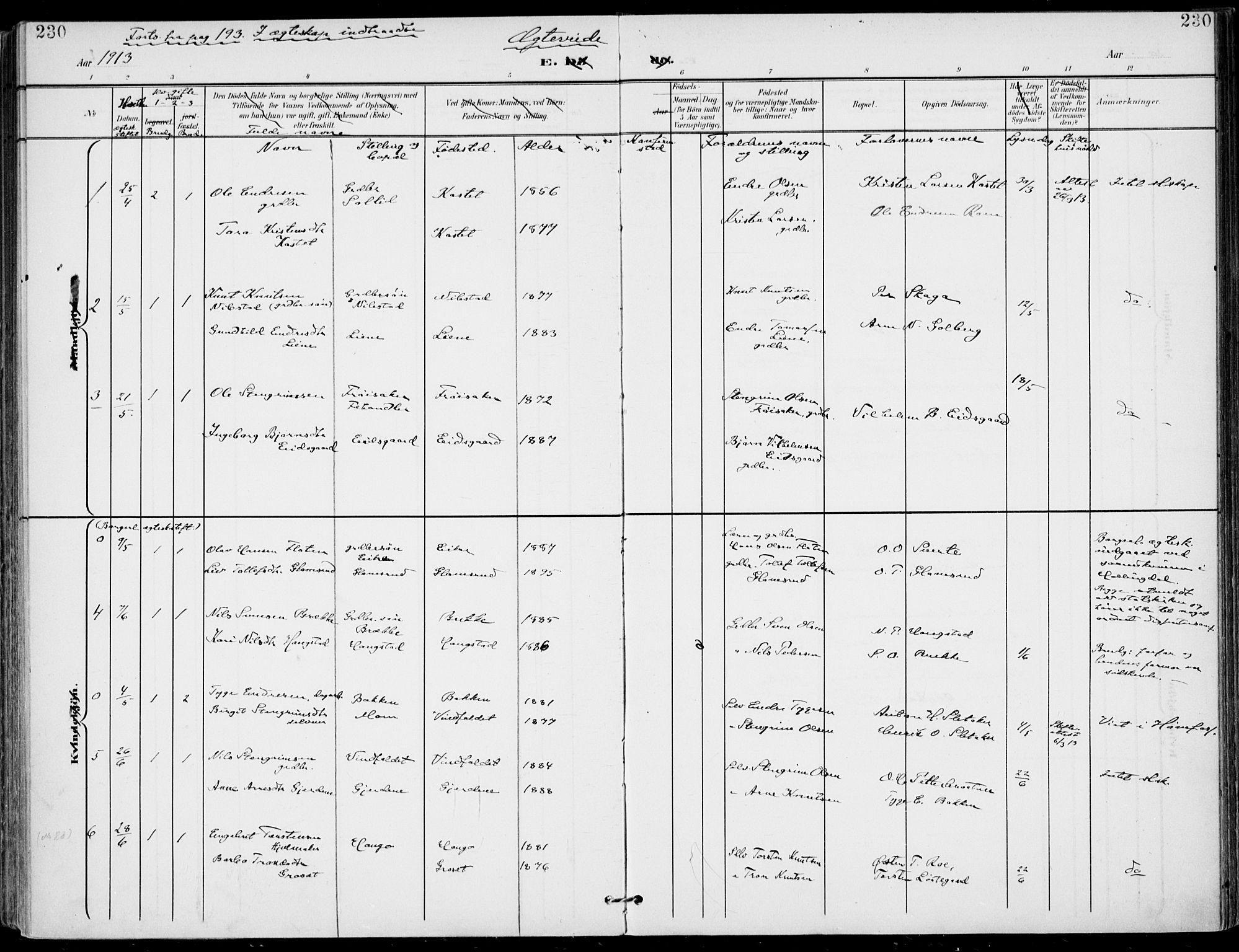 Gol kirkebøker, AV/SAKO-A-226/F/Fa/L0006: Parish register (official) no. I 6, 1901-1918, p. 230