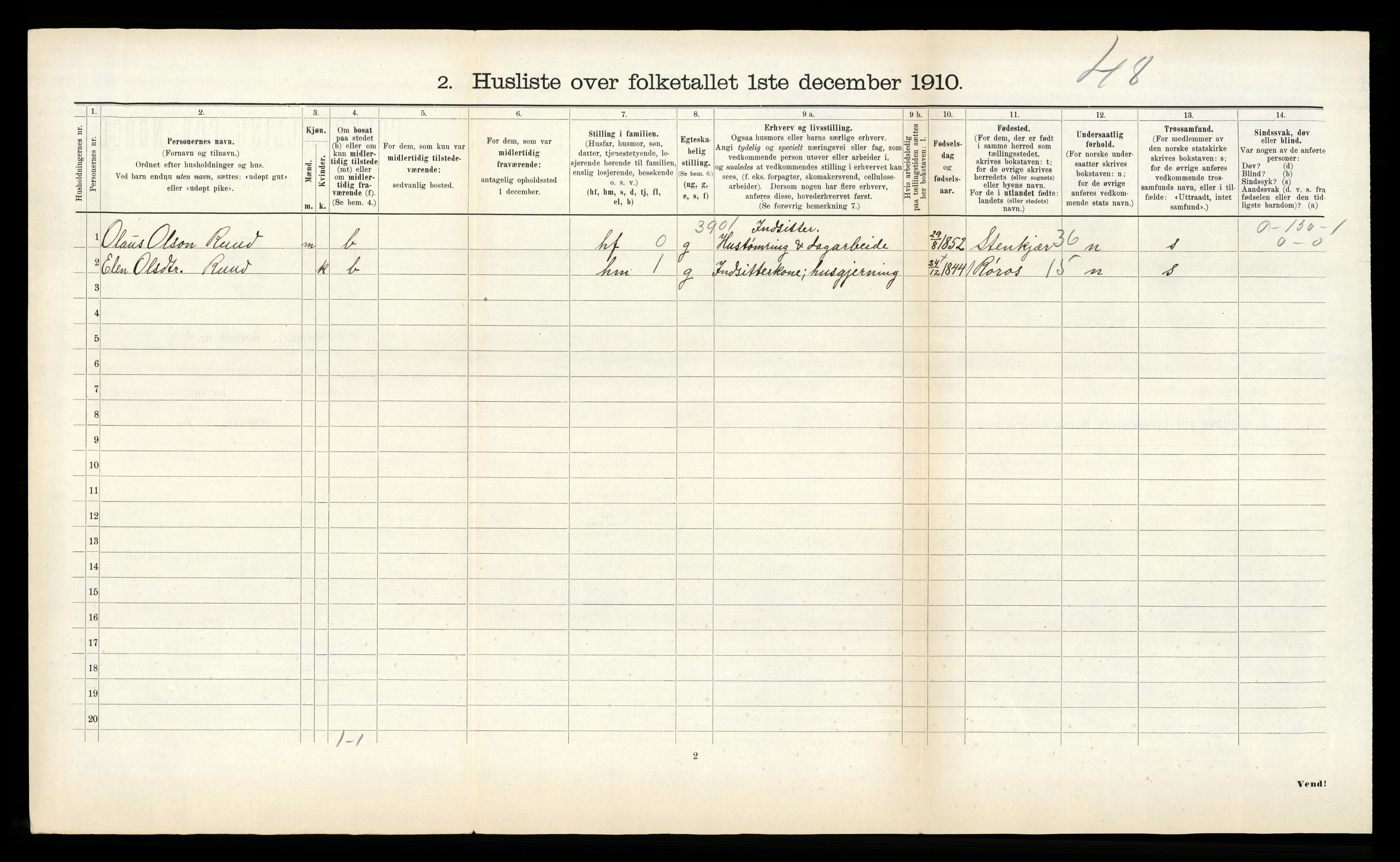 RA, 1910 census for Beitstad, 1910, p. 616