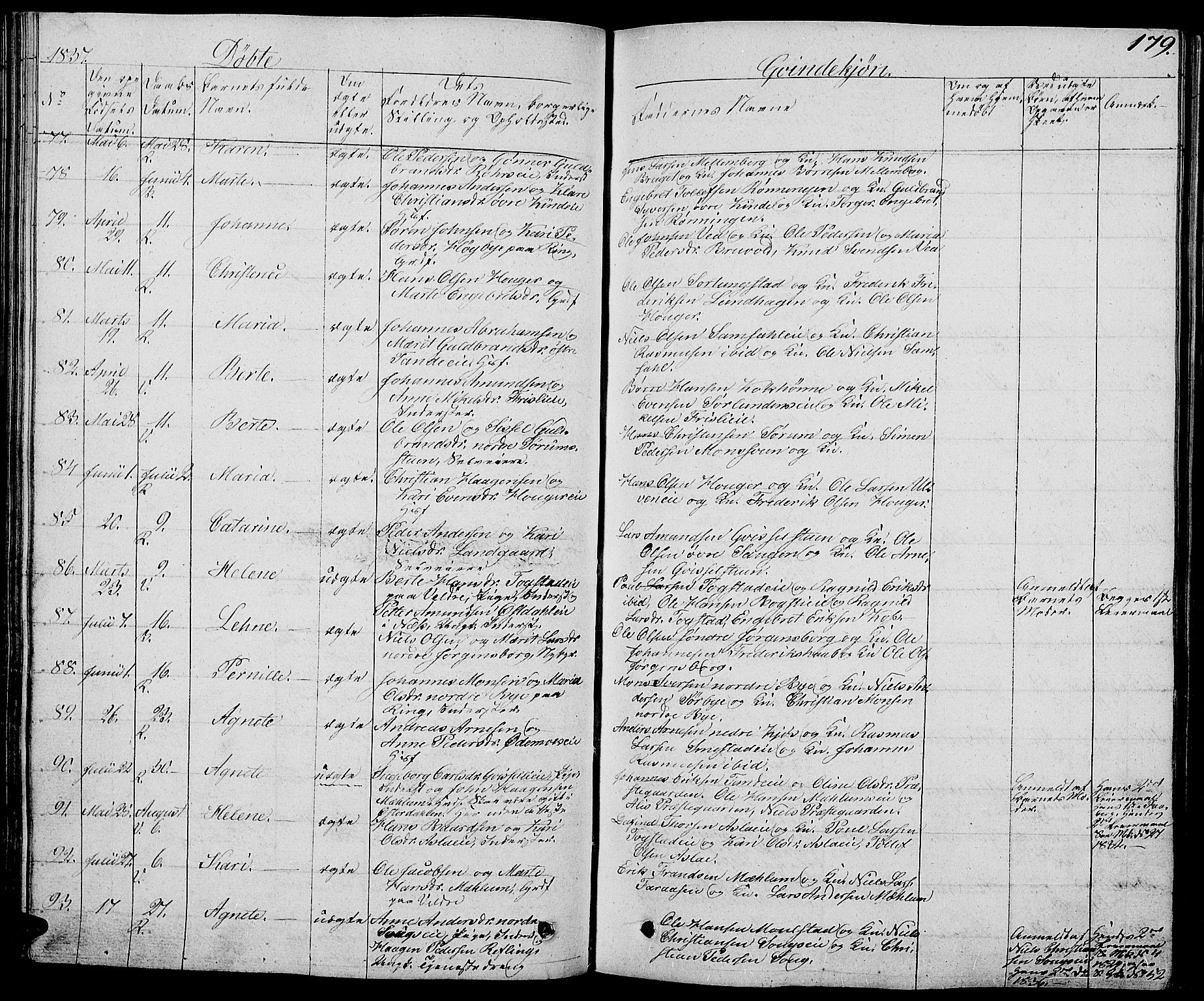 Ringsaker prestekontor, AV/SAH-PREST-014/L/La/L0004: Parish register (copy) no. 4, 1827-1838, p. 179