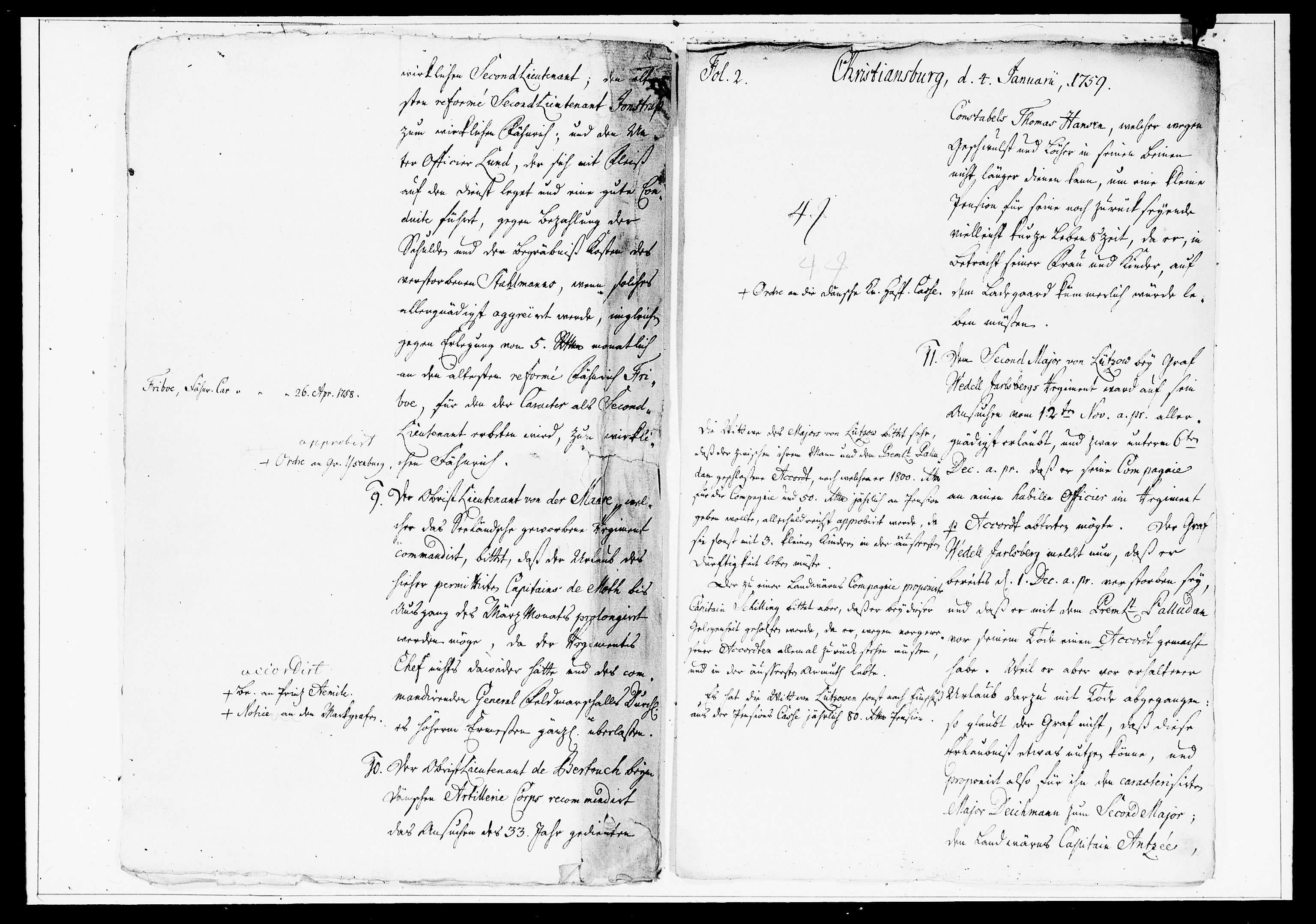 Krigskollegiet, Krigskancelliet, DRA/A-0006/-/1315-1333: Refererede sager, 1759, p. 4