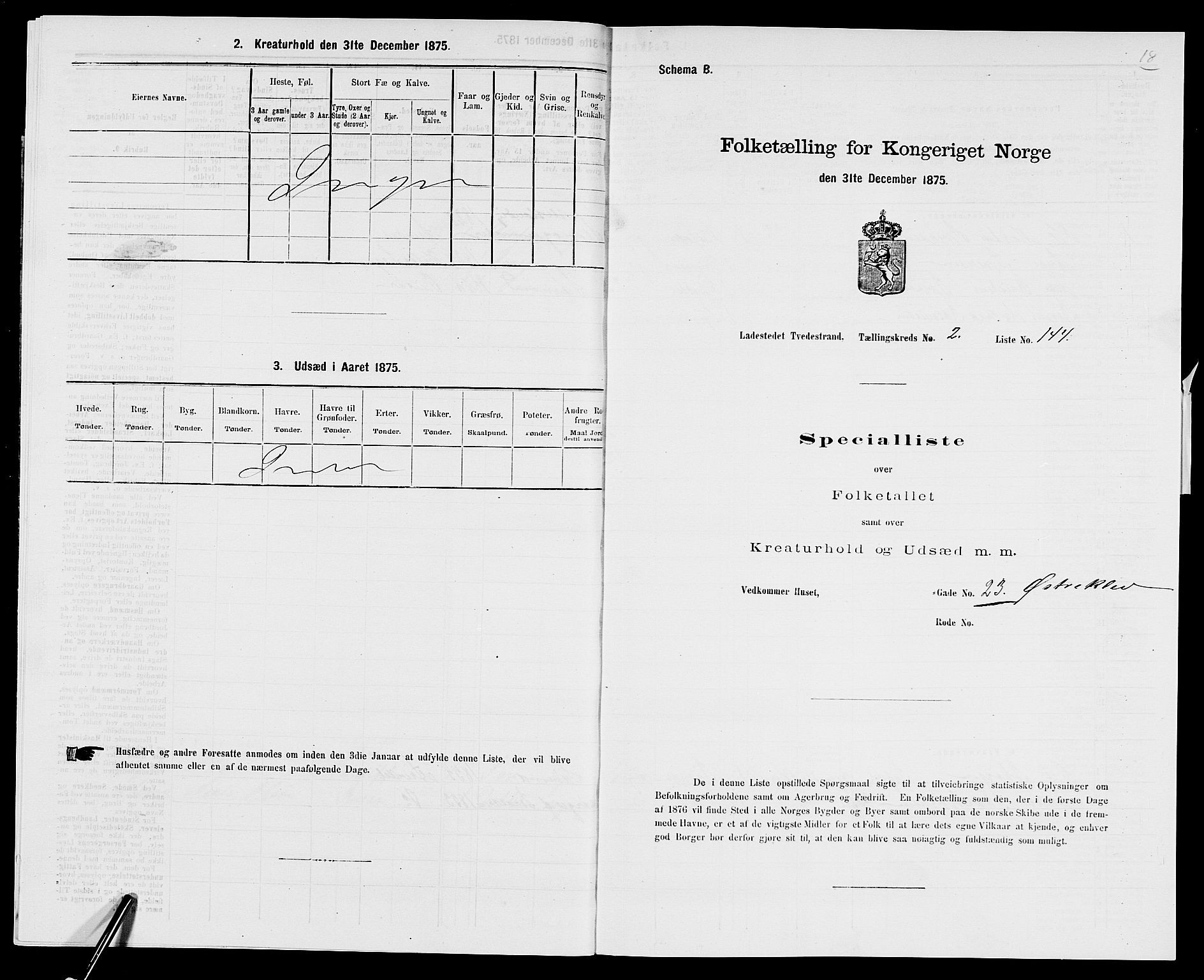 SAK, 1875 census for 0902B Holt/Tvedestrand, 1875, p. 309