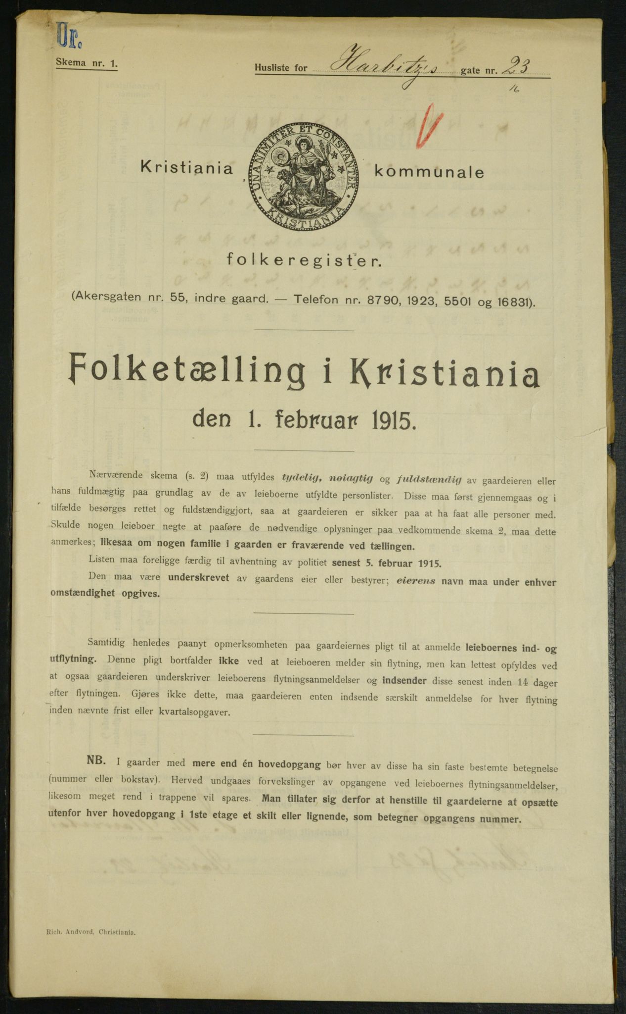 OBA, Municipal Census 1915 for Kristiania, 1915, p. 80927