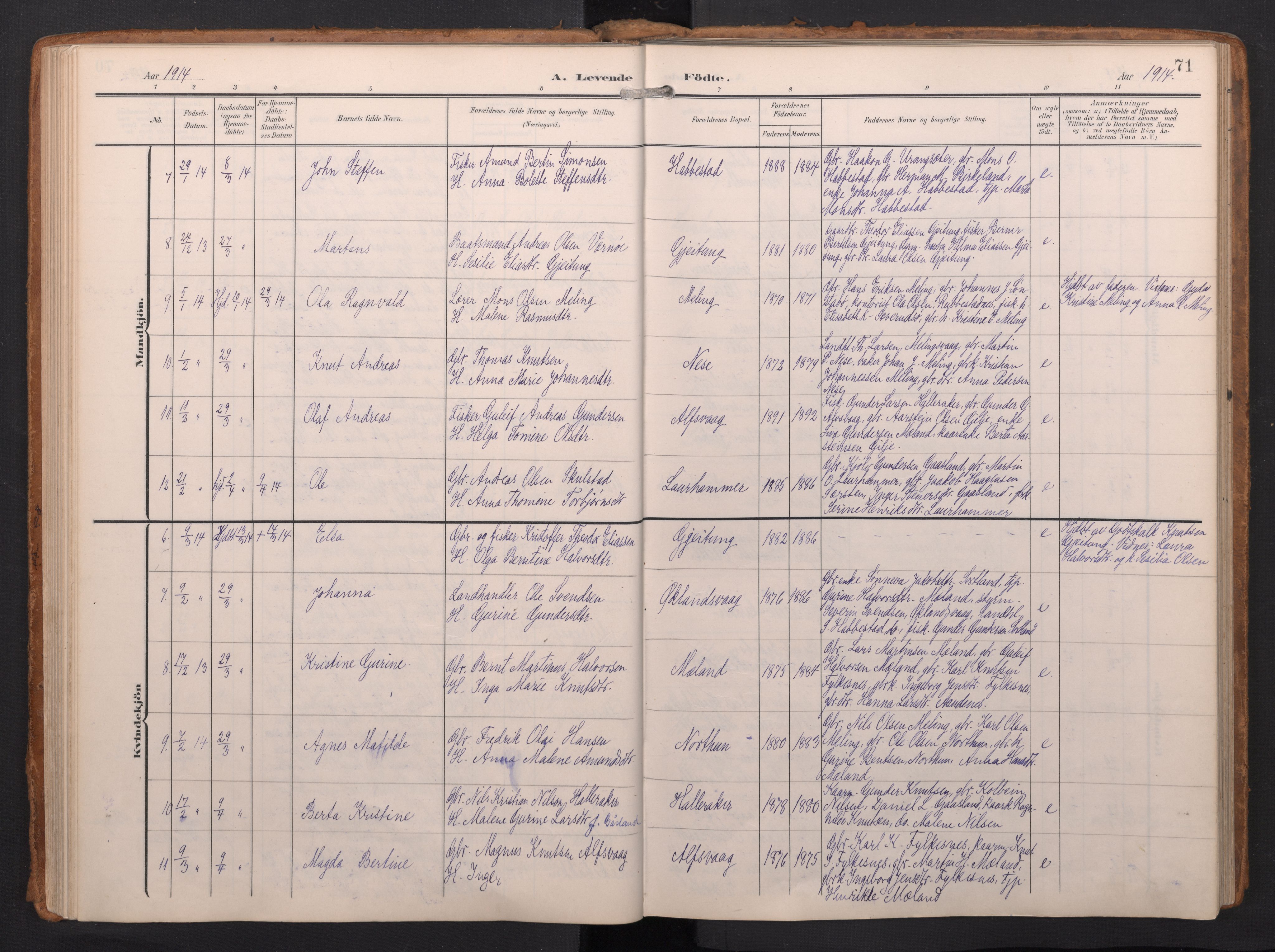 Finnås sokneprestembete, AV/SAB-A-99925/H/Ha/Haa/Haac/L0003: Parish register (official) no. C 3, 1905-1917, p. 71