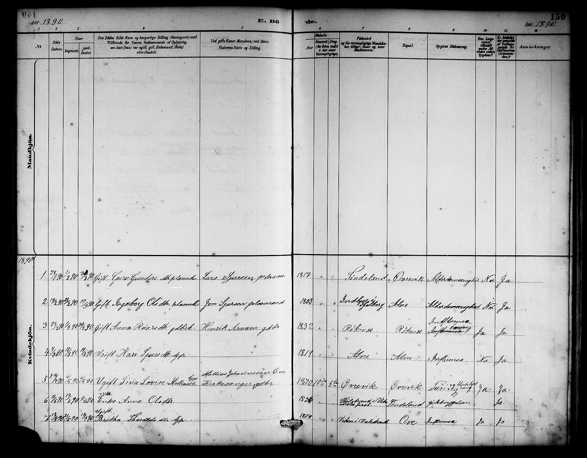 Sveio Sokneprestembete, AV/SAB-A-78501/H/Hab: Parish register (copy) no. C 3, 1887-1902, p. 150