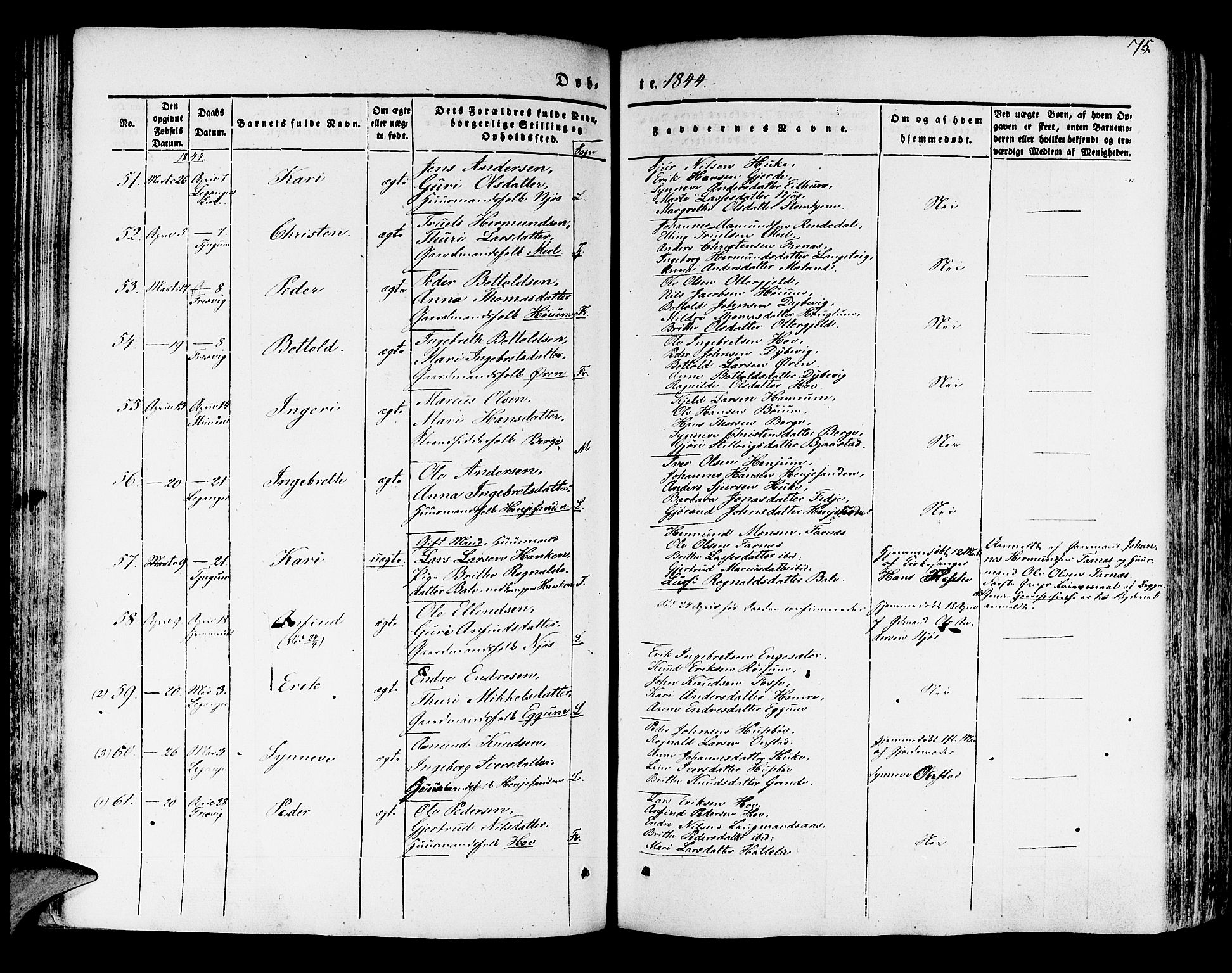 Leikanger sokneprestembete, AV/SAB-A-81001/H/Haa/Haaa/L0007: Parish register (official) no. A 7, 1838-1851, p. 75