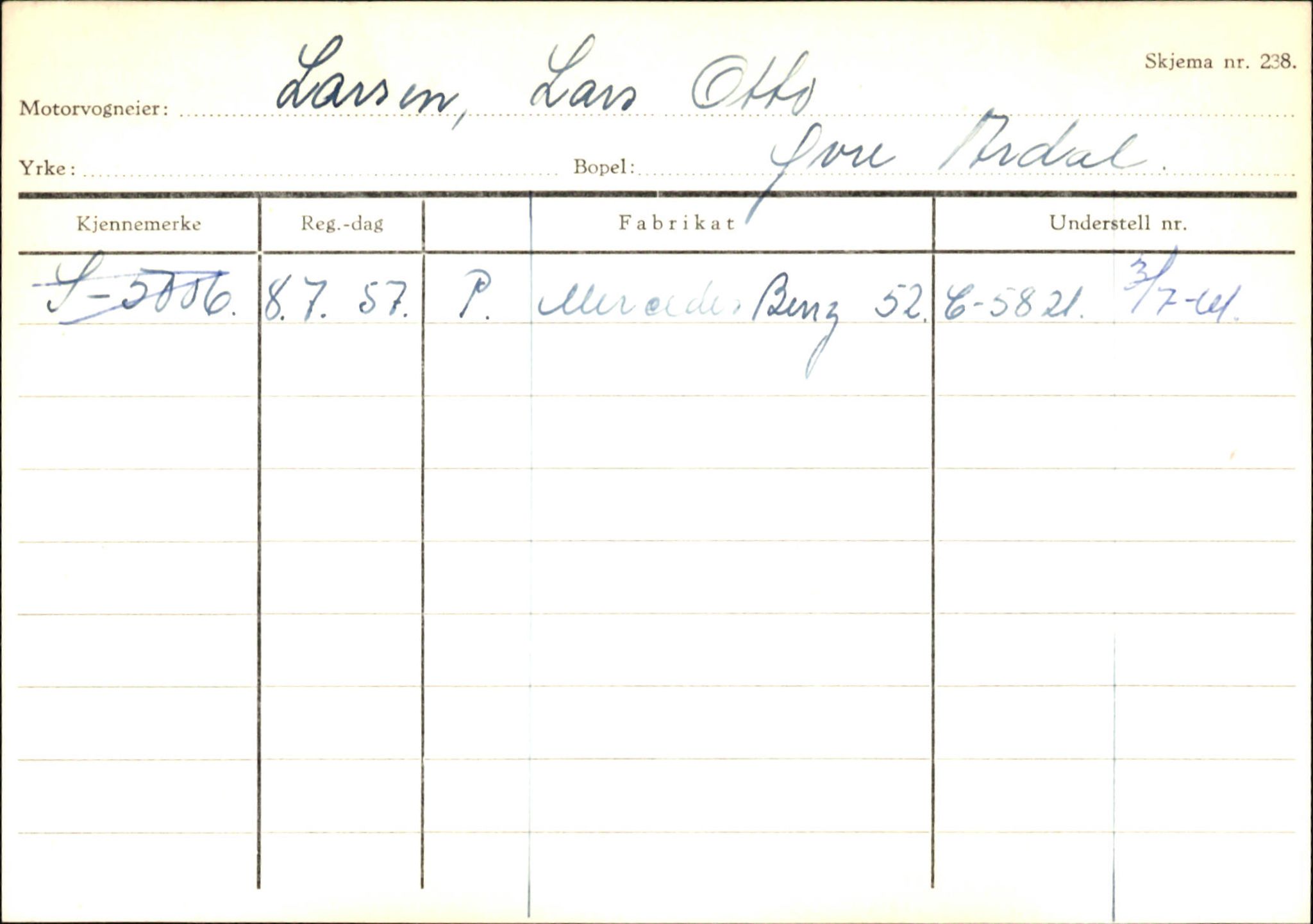 Statens vegvesen, Sogn og Fjordane vegkontor, AV/SAB-A-5301/4/F/L0145: Registerkort Vågsøy S-Å. Årdal I-P, 1945-1975, p. 1353