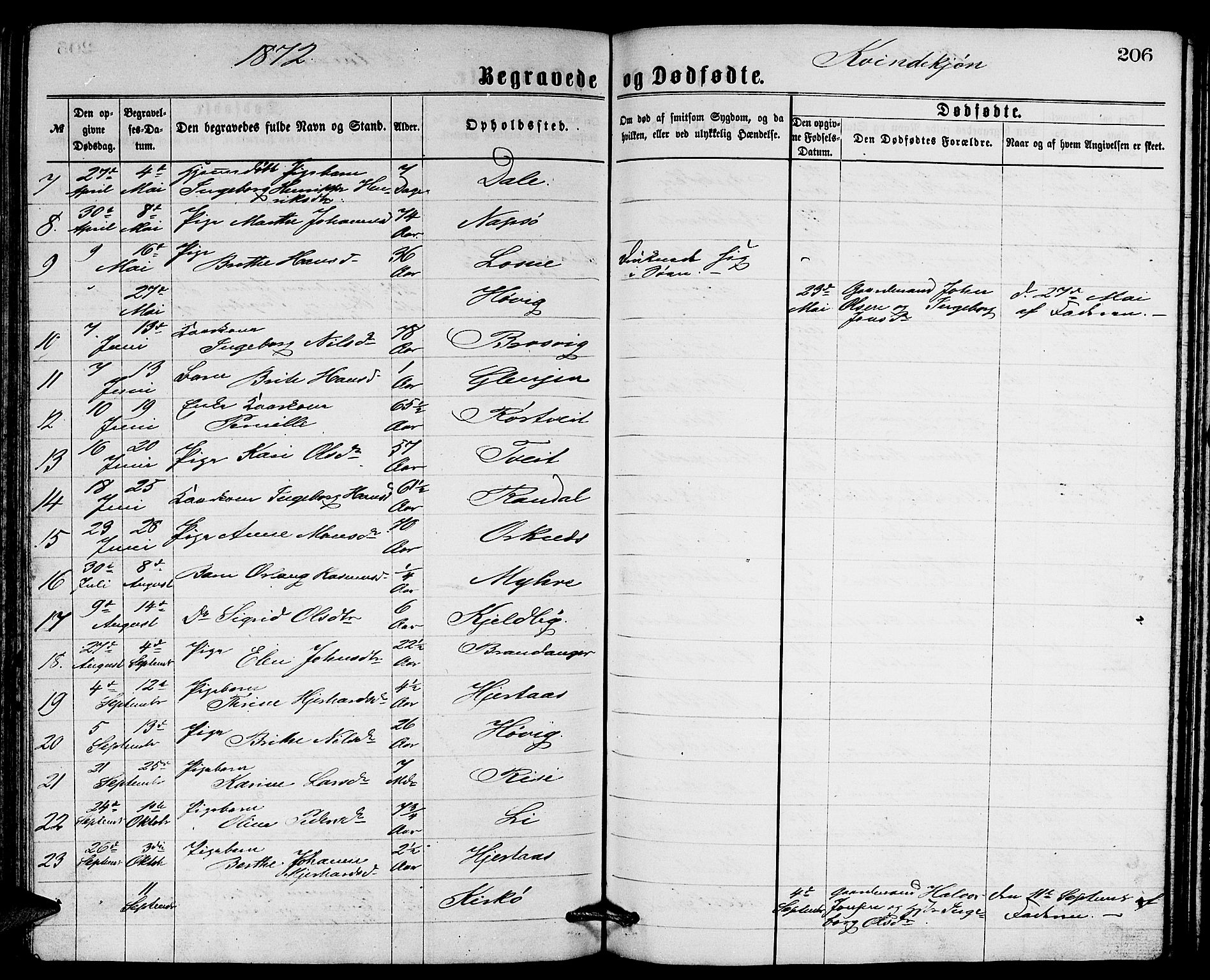 Gulen sokneprestembete, AV/SAB-A-80201/H/Hab/Habb/L0002: Parish register (copy) no. B 2, 1867-1883, p. 206