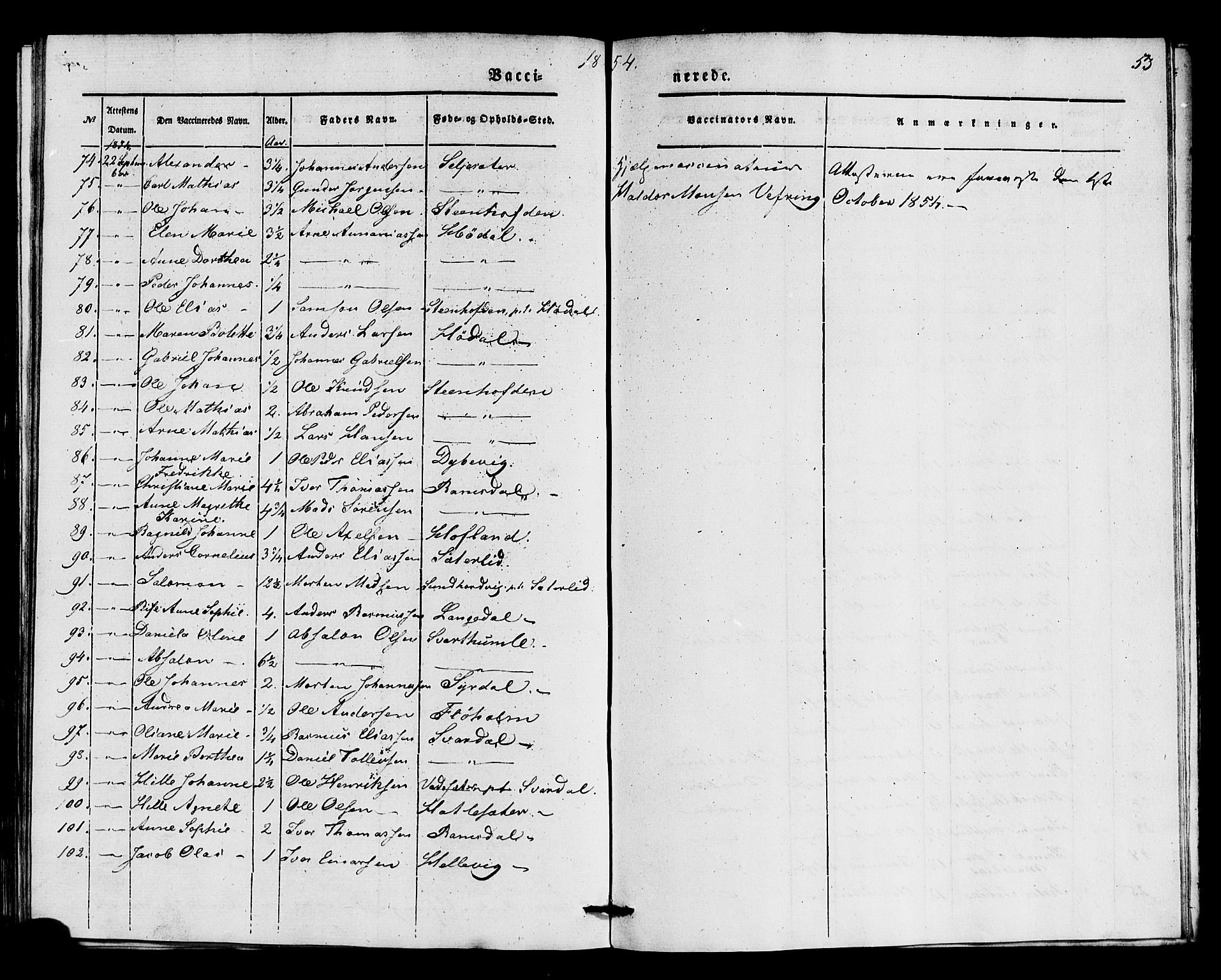 Kinn sokneprestembete, AV/SAB-A-80801/H/Haa/Haaa/L0016: Parish register (official) no. A 16, 1841-1858, p. 53