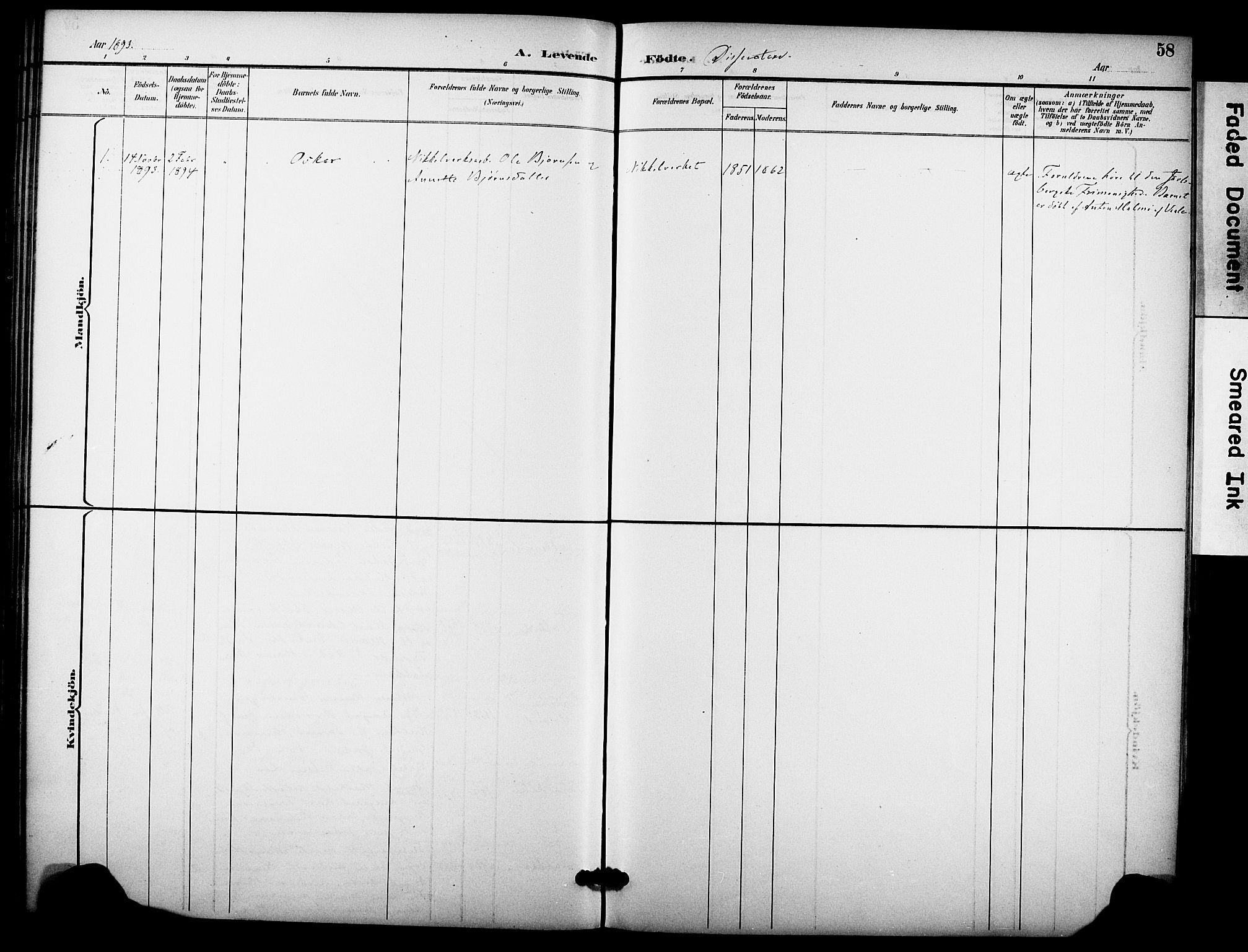 Hole kirkebøker, SAKO/A-228/F/Fb/L0002: Parish register (official) no. II 2, 1892-1906, p. 58