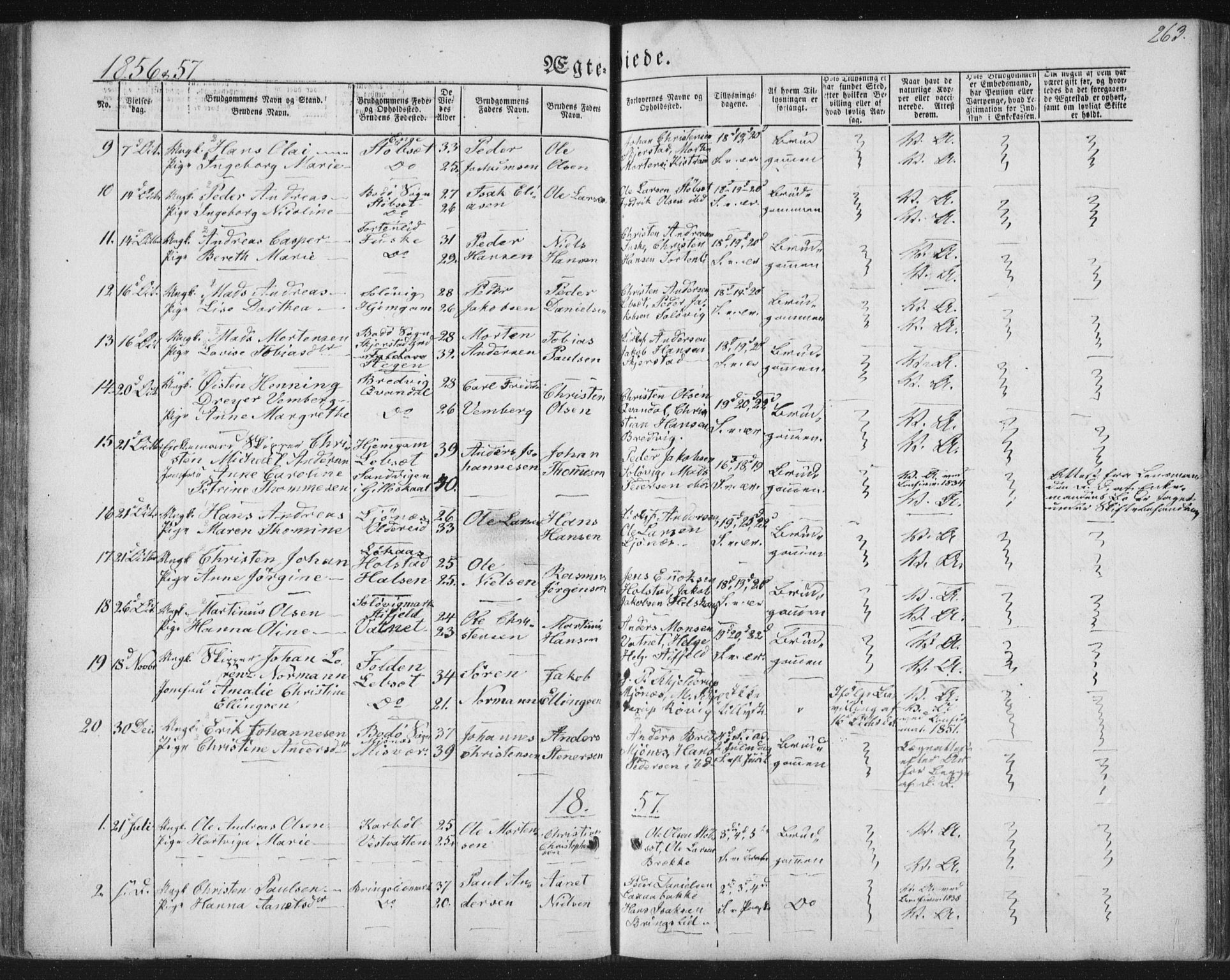Ministerialprotokoller, klokkerbøker og fødselsregistre - Nordland, SAT/A-1459/852/L0738: Parish register (official) no. 852A08, 1849-1865, p. 263