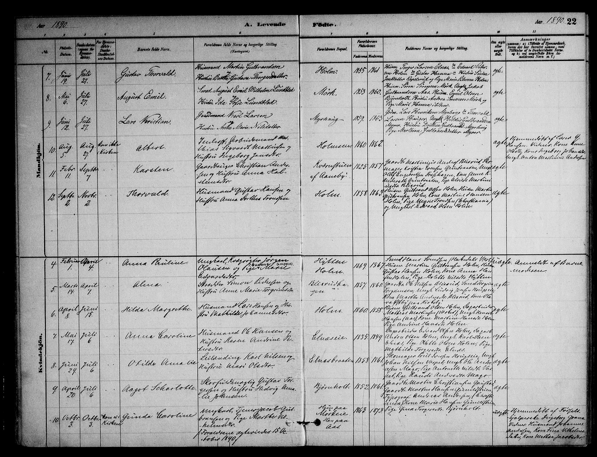 Nittedal prestekontor Kirkebøker, AV/SAO-A-10365a/F/Fb/L0001: Parish register (official) no. II 1, 1879-1901, p. 22