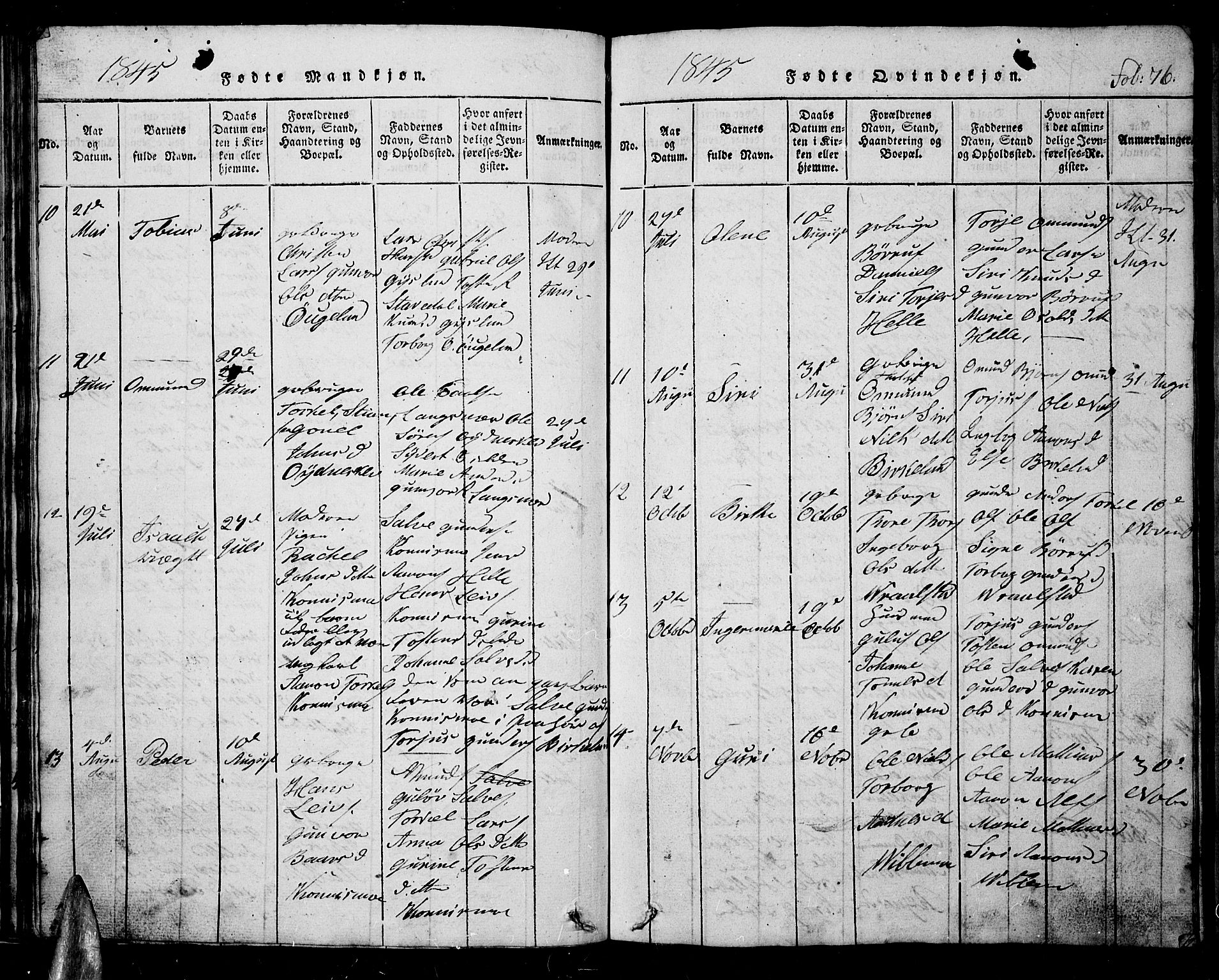 Nord-Audnedal sokneprestkontor, AV/SAK-1111-0032/F/Fb/Fba/L0001: Parish register (copy) no. B 1, 1815-1856, p. 76