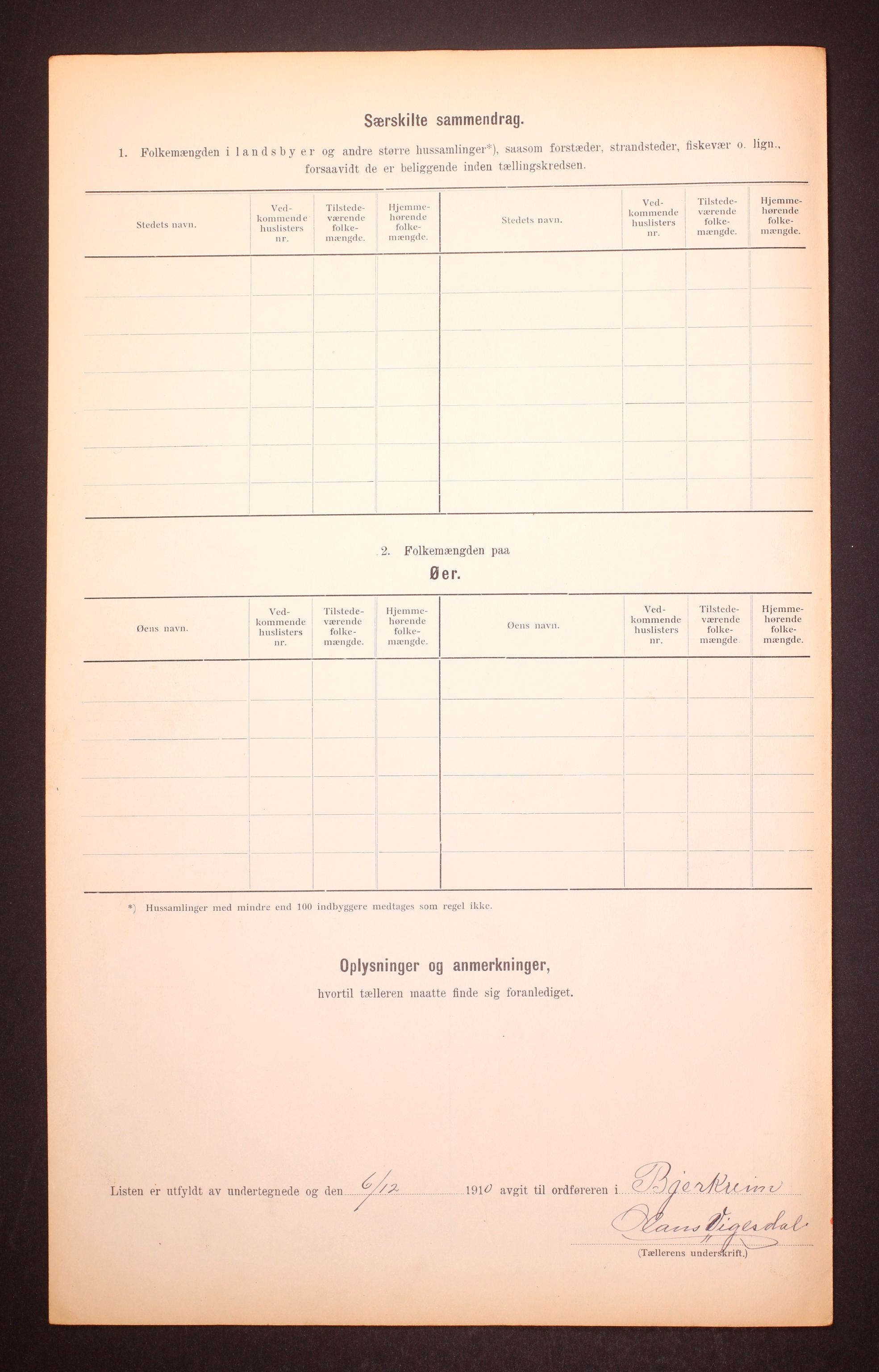 RA, 1910 census for Bjerkreim, 1910, p. 11