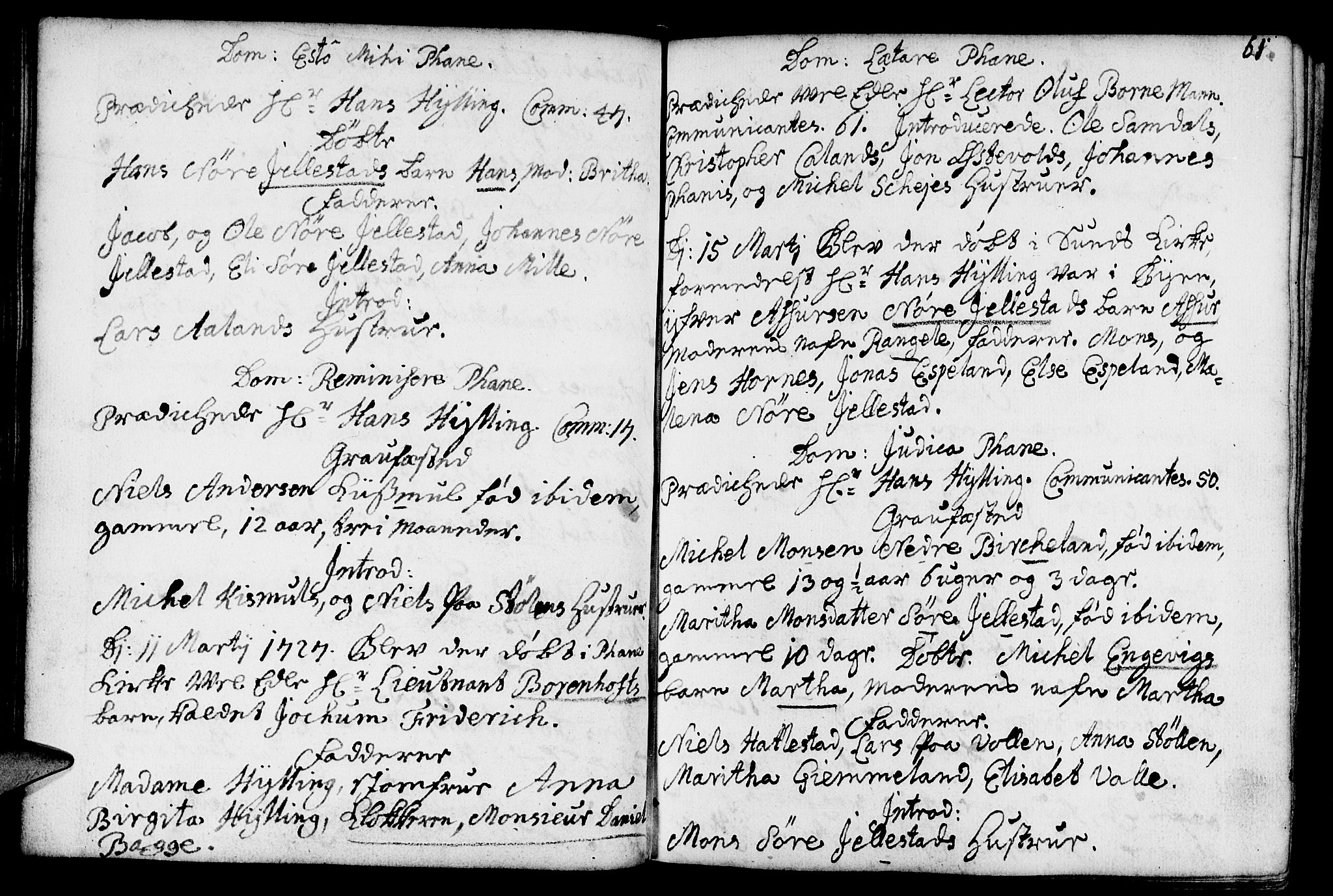 Fana Sokneprestembete, AV/SAB-A-75101/H/Haa/Haaa/L0002: Parish register (official) no. A 2, 1719-1735, p. 61