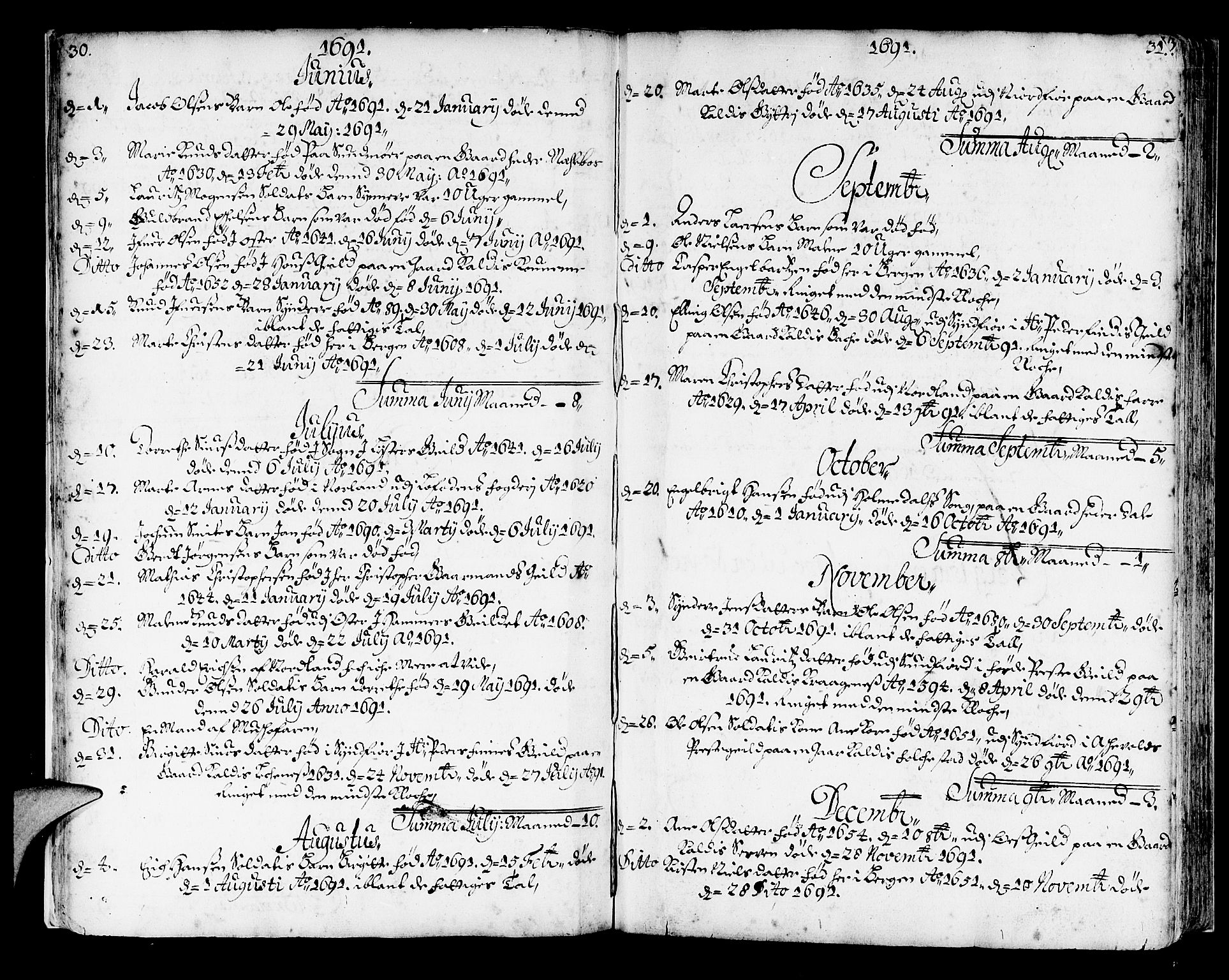 Korskirken sokneprestembete, SAB/A-76101/H/Haa/L0010: Parish register (official) no. A 10, 1688-1703, p. 30-31