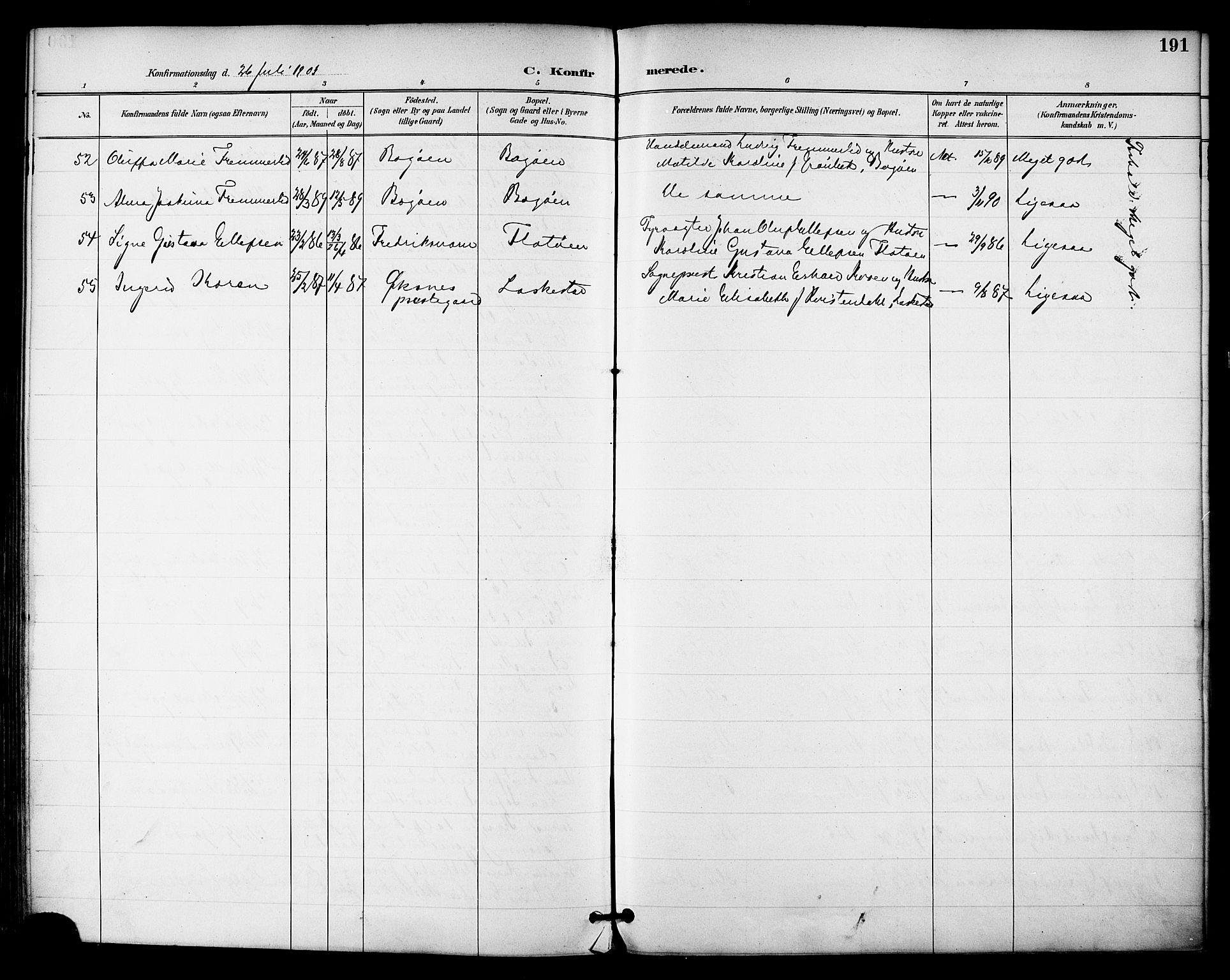 Ministerialprotokoller, klokkerbøker og fødselsregistre - Nordland, AV/SAT-A-1459/855/L0803: Parish register (official) no. 855A11, 1887-1905, p. 191