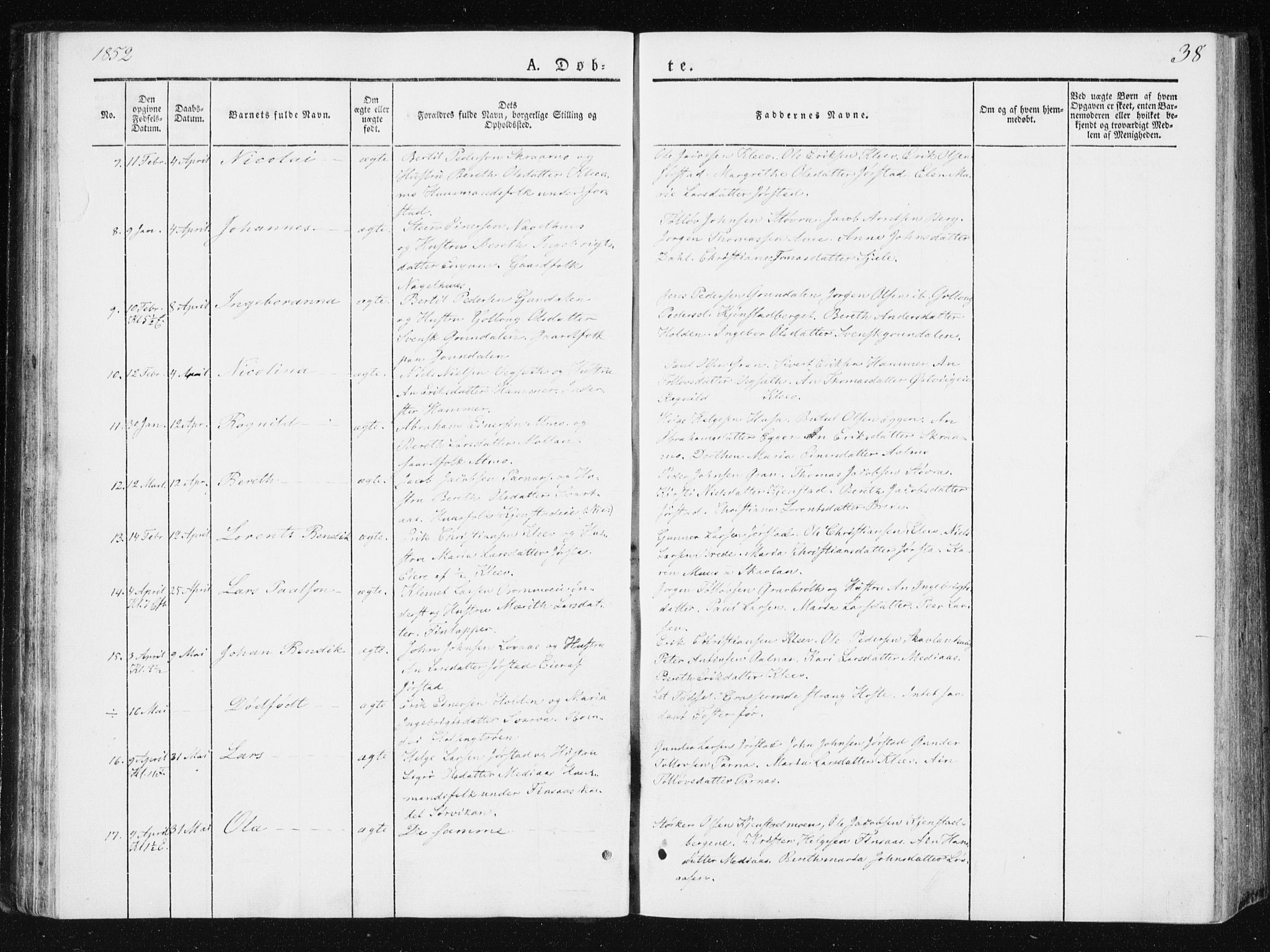 Ministerialprotokoller, klokkerbøker og fødselsregistre - Nord-Trøndelag, SAT/A-1458/749/L0470: Parish register (official) no. 749A04, 1834-1853, p. 38
