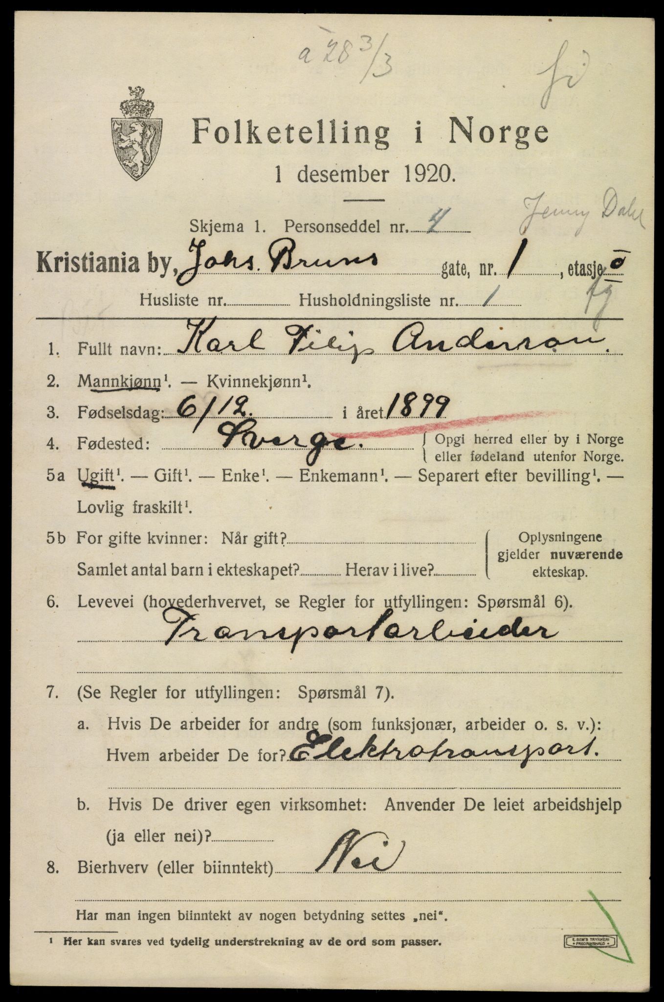 SAO, 1920 census for Kristiania, 1920, p. 323481