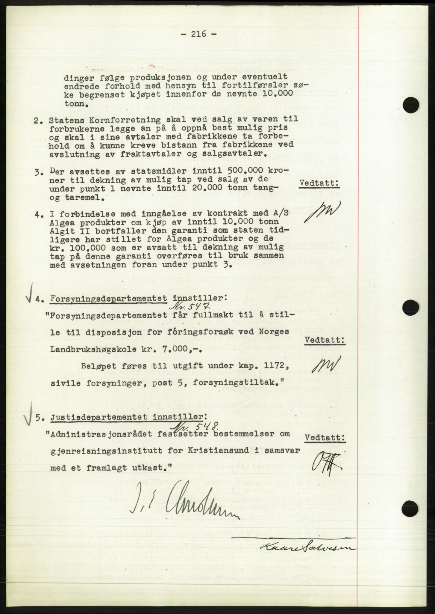 Administrasjonsrådet, AV/RA-S-1004/A/L0002: Vedtaksprotokoll 16/4-25/9, 1940, p. 220