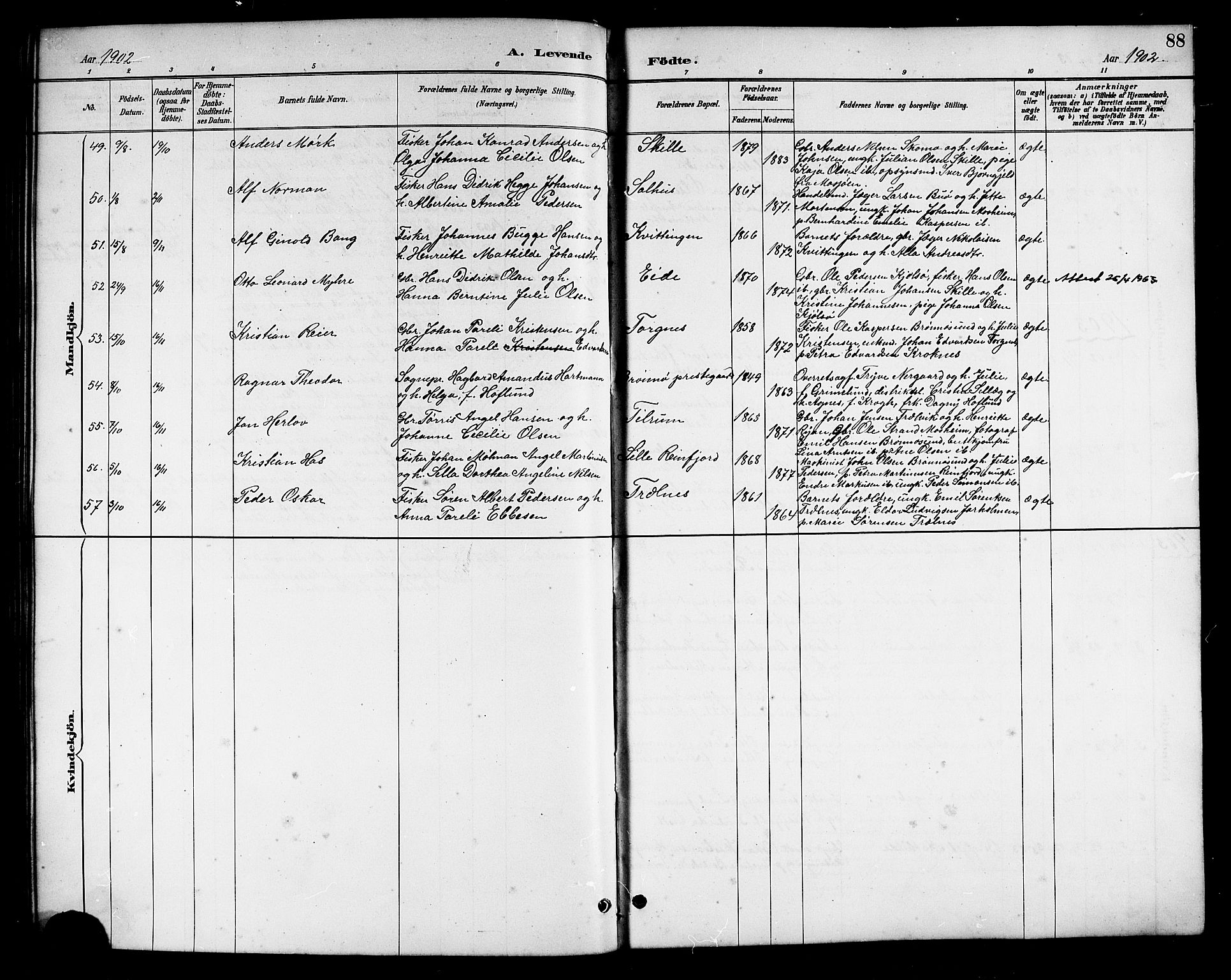 Ministerialprotokoller, klokkerbøker og fødselsregistre - Nordland, AV/SAT-A-1459/813/L0213: Parish register (copy) no. 813C05, 1887-1903, p. 88