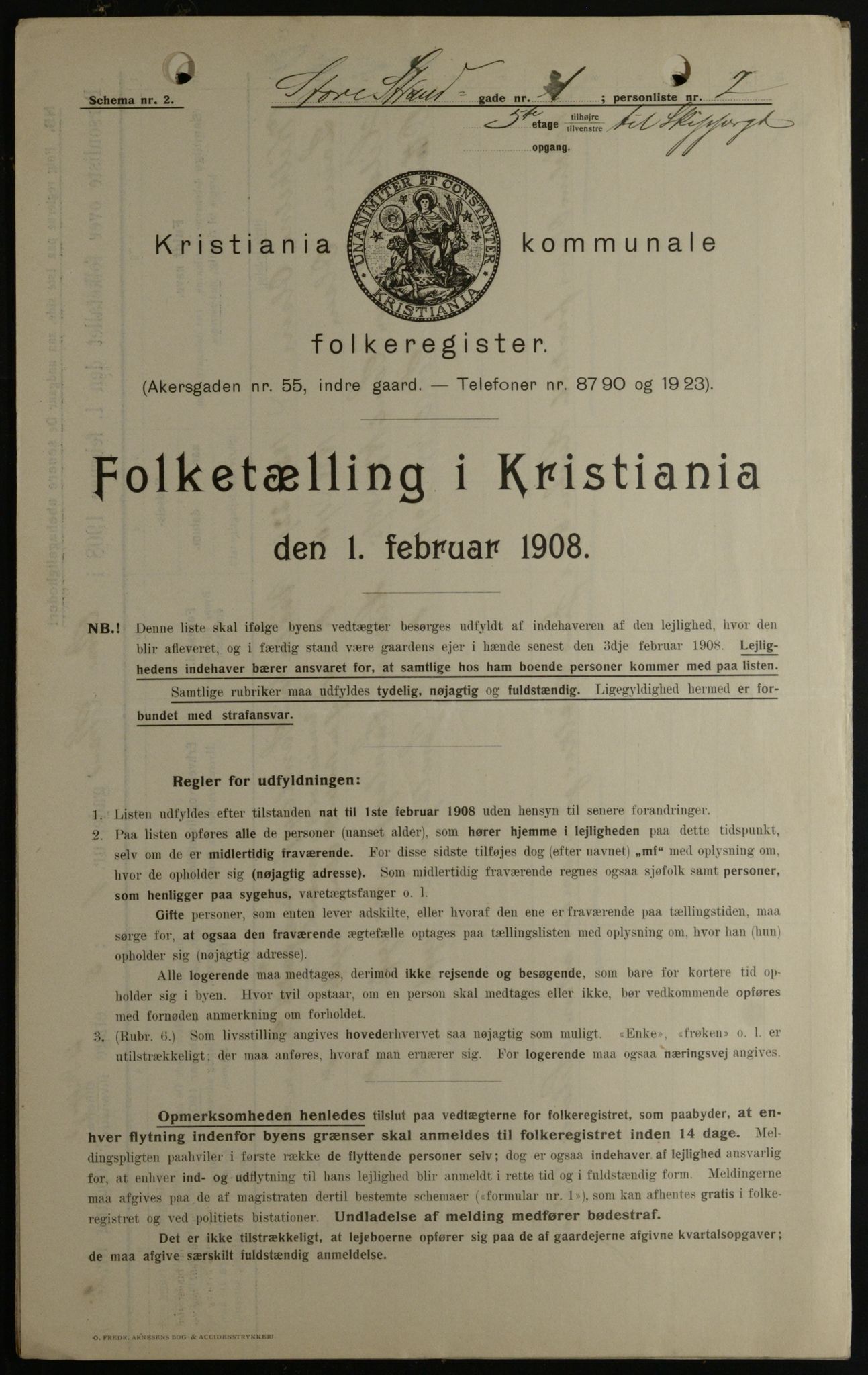 OBA, Municipal Census 1908 for Kristiania, 1908, p. 92394