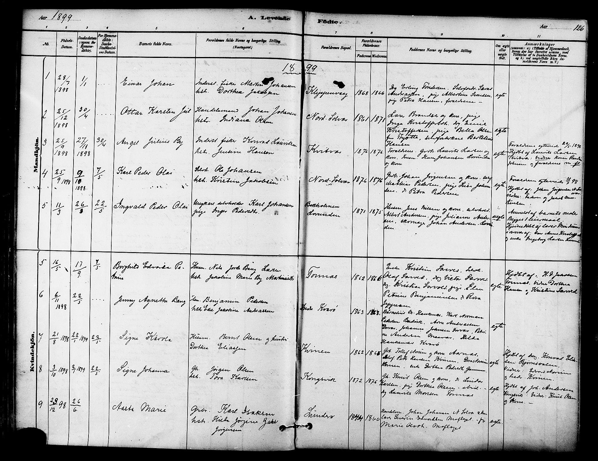 Ministerialprotokoller, klokkerbøker og fødselsregistre - Nordland, AV/SAT-A-1459/839/L0568: Parish register (official) no. 839A05, 1880-1902, p. 126