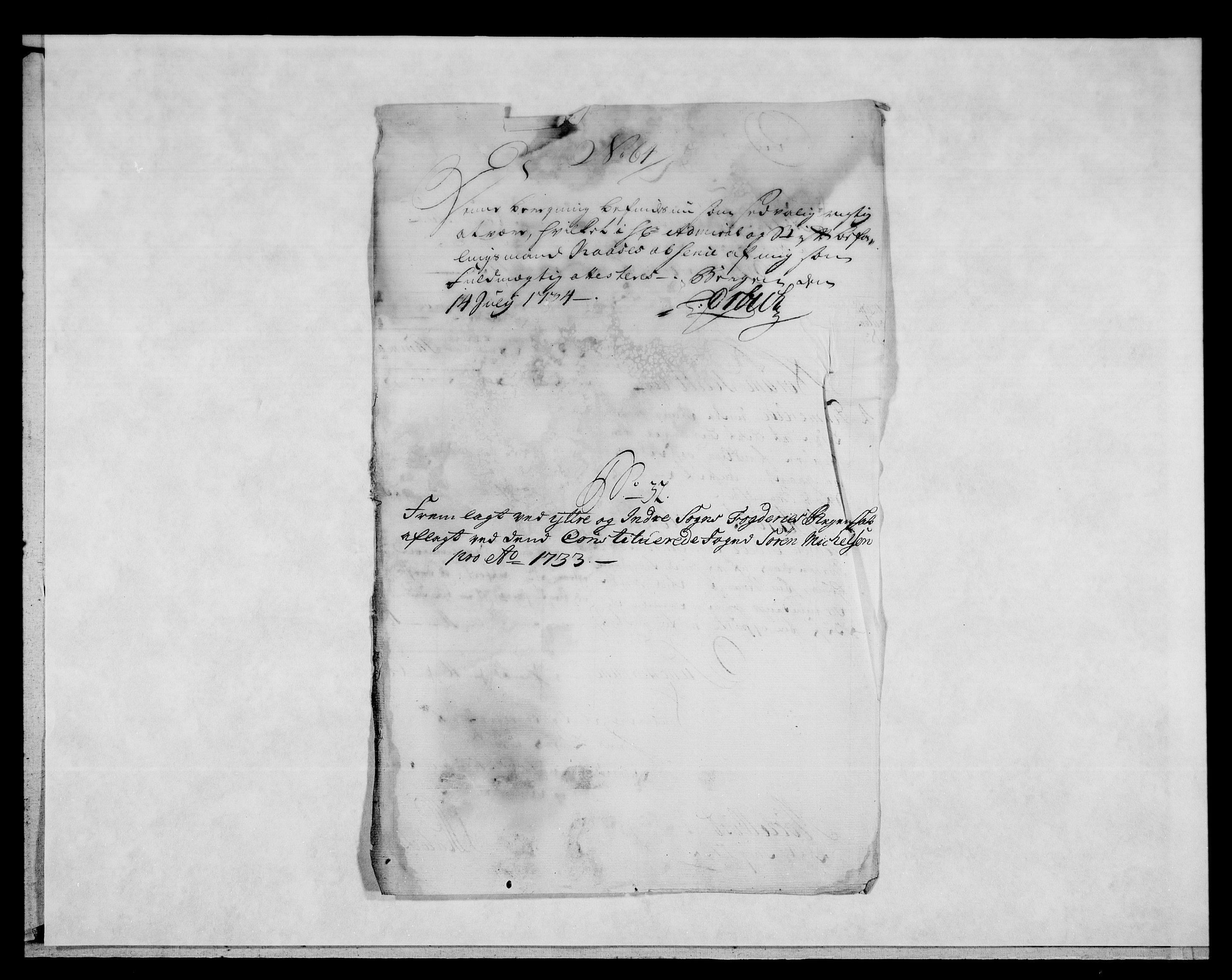 Rentekammeret inntil 1814, Reviderte regnskaper, Fogderegnskap, AV/RA-EA-4092/R52/L3337: Fogderegnskap Sogn, 1733, p. 153