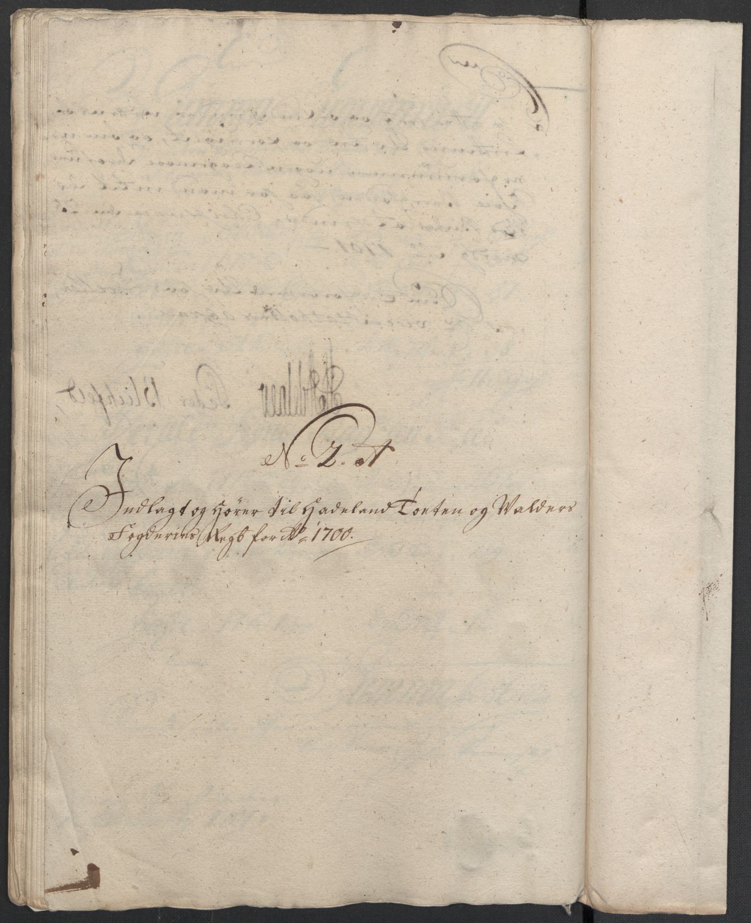 Rentekammeret inntil 1814, Reviderte regnskaper, Fogderegnskap, AV/RA-EA-4092/R18/L1298: Fogderegnskap Hadeland, Toten og Valdres, 1700, p. 282