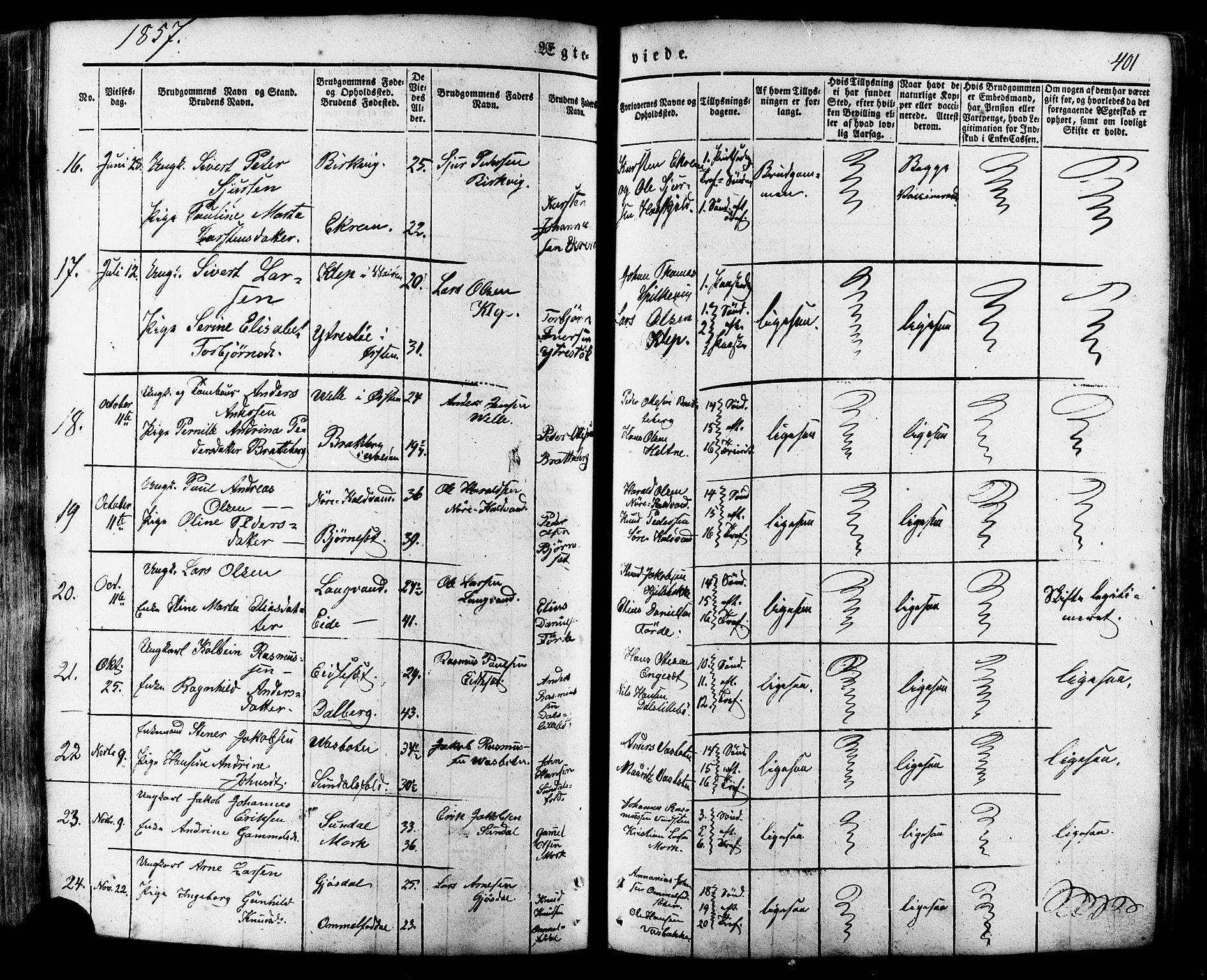 Ministerialprotokoller, klokkerbøker og fødselsregistre - Møre og Romsdal, SAT/A-1454/511/L0140: Parish register (official) no. 511A07, 1851-1878, p. 401