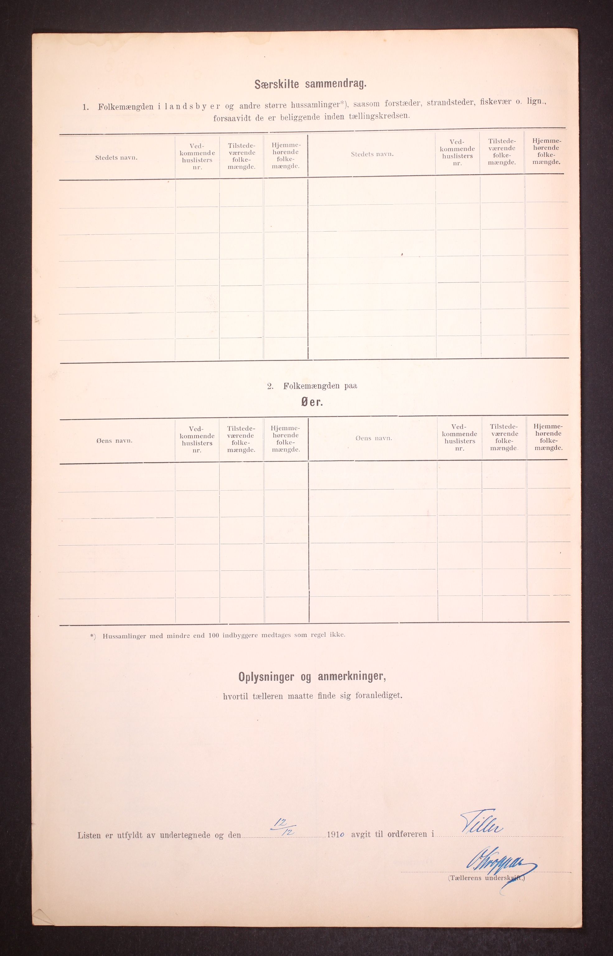 RA, 1910 census for Tiller, 1910, p. 12