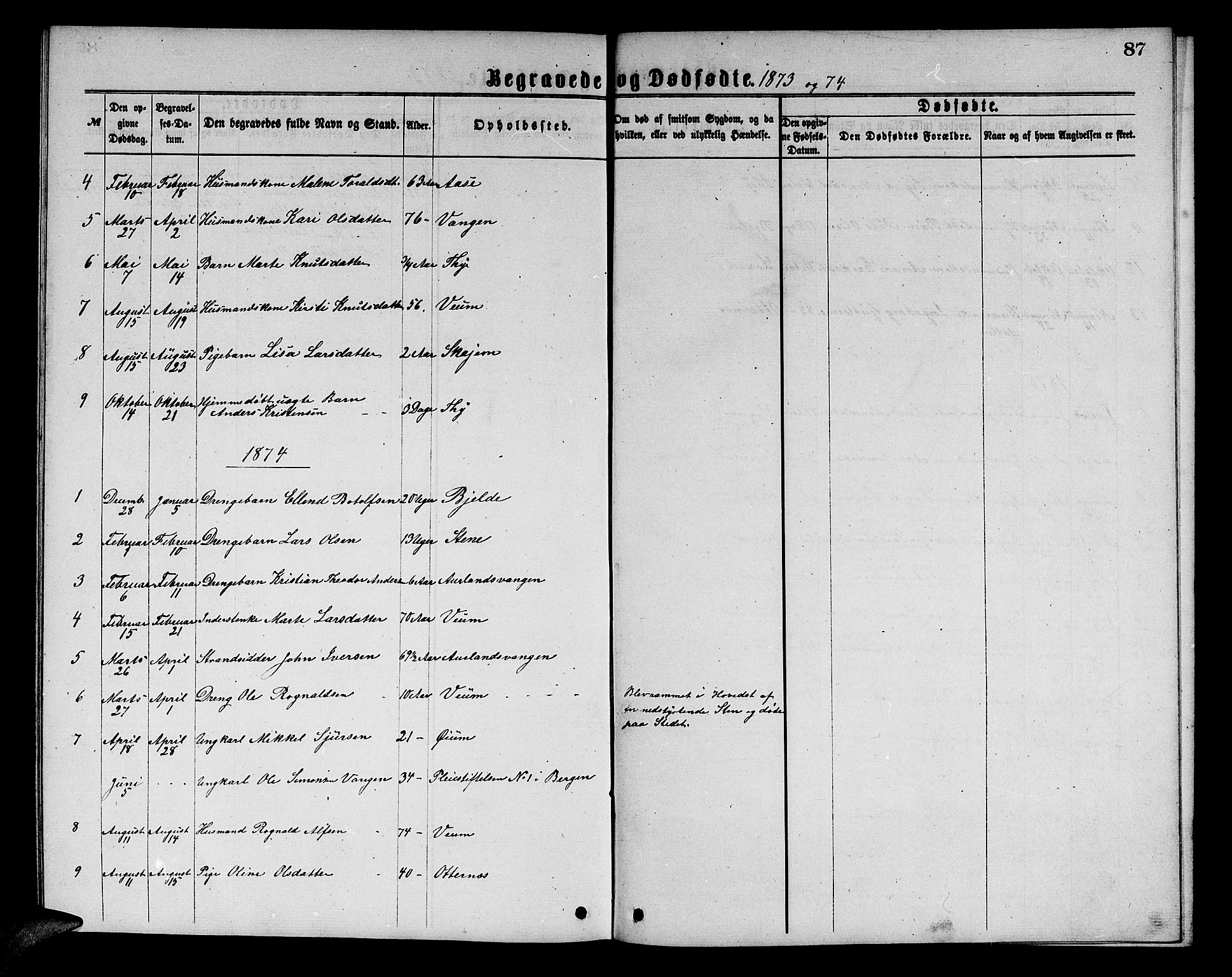 Aurland sokneprestembete, SAB/A-99937/H/Hb/Hba/L0001: Parish register (copy) no. A 1, 1868-1881, p. 87