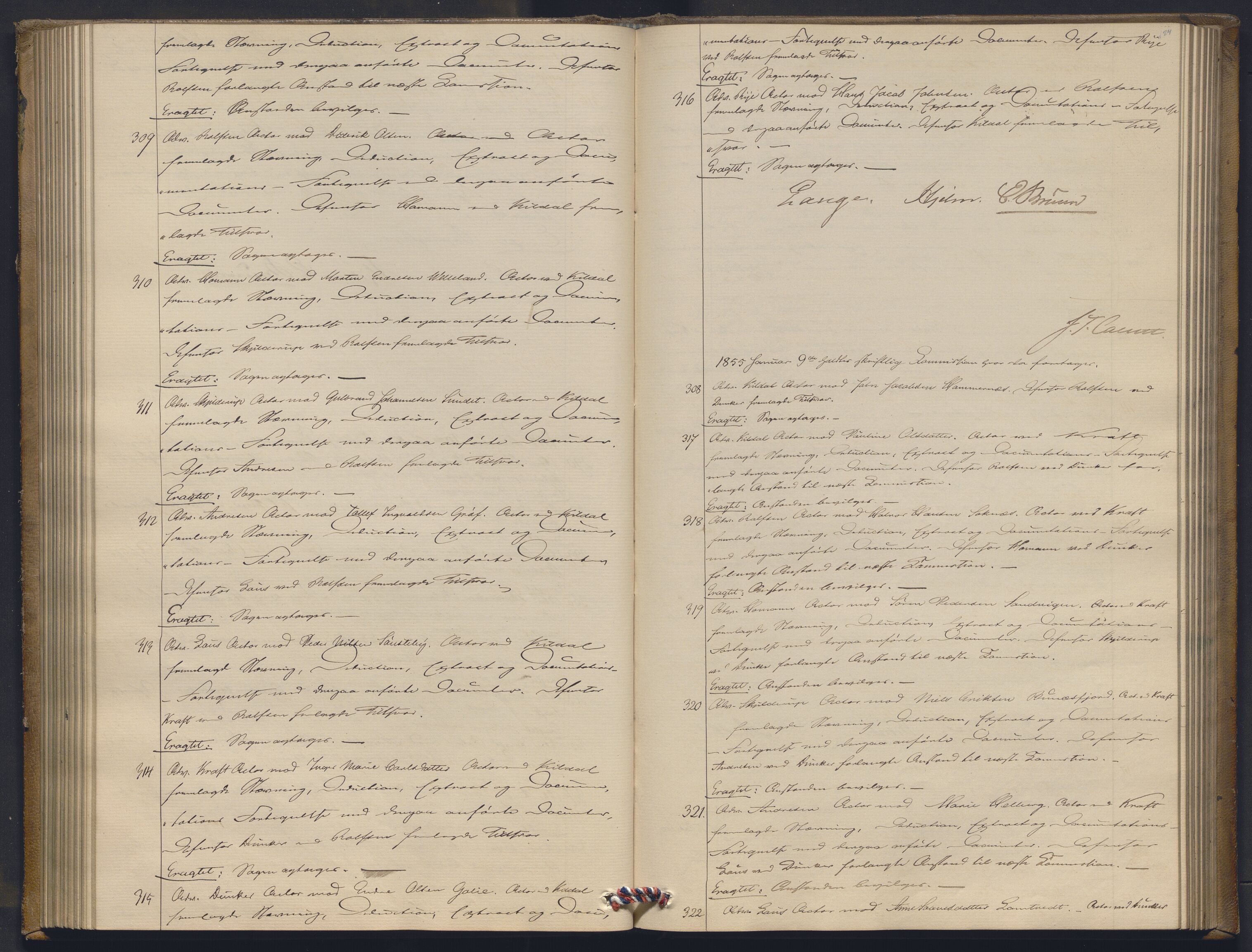 Høyesterett, AV/RA-S-1002/E/Ef/L0009: Protokoll over saker som gikk til skriftlig behandling, 1852-1856, p. 123b-124a