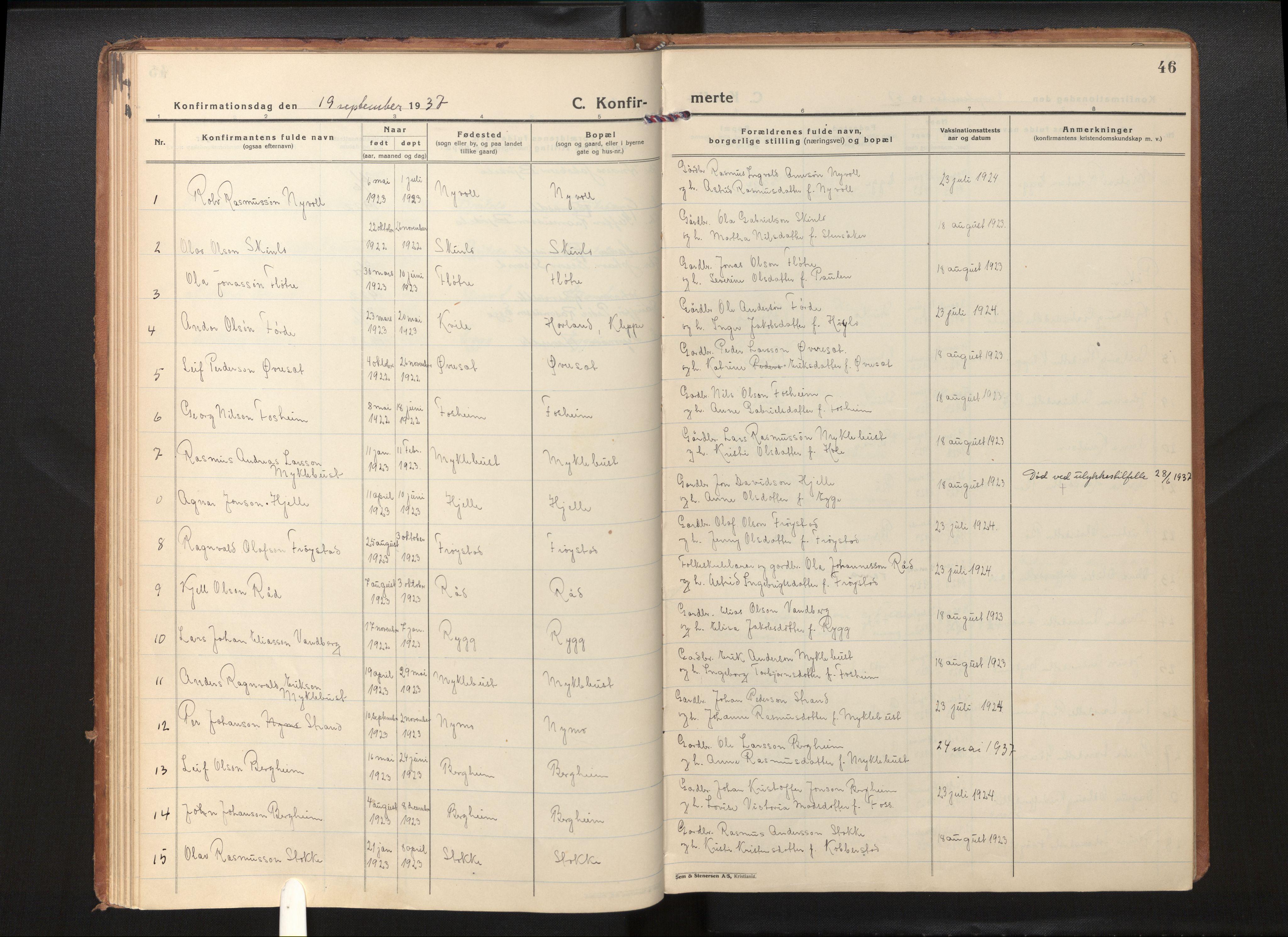 Gloppen sokneprestembete, AV/SAB-A-80101/H/Hac/L0005: Curate's parish register no. A 5, 1923-1941, p. 45b-46a