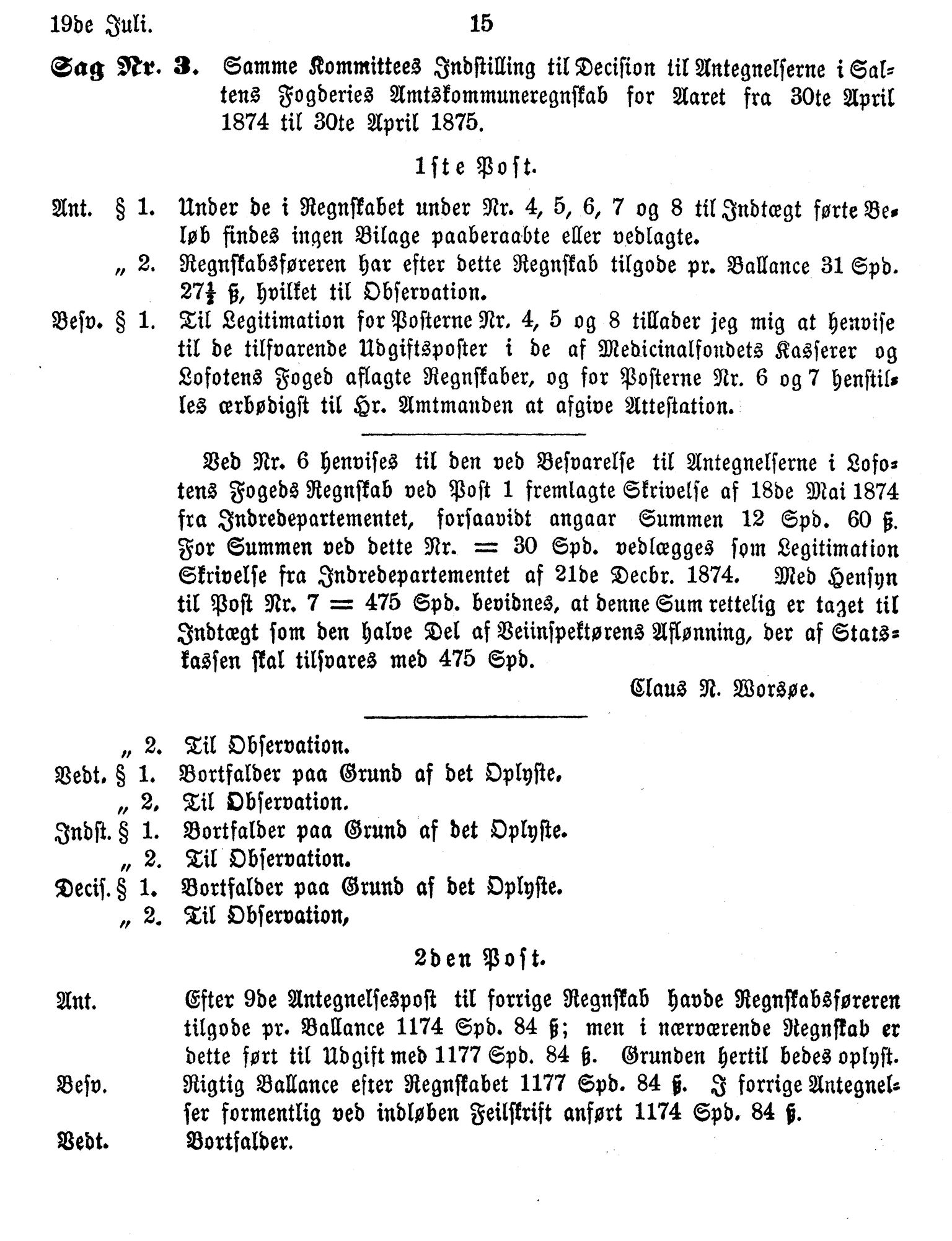 Nordland Fylkeskommune. Fylkestinget, AIN/NFK-17/176/A/Ac/L0010: Fylkestingsforhandlinger 1874-1880, 1874-1880