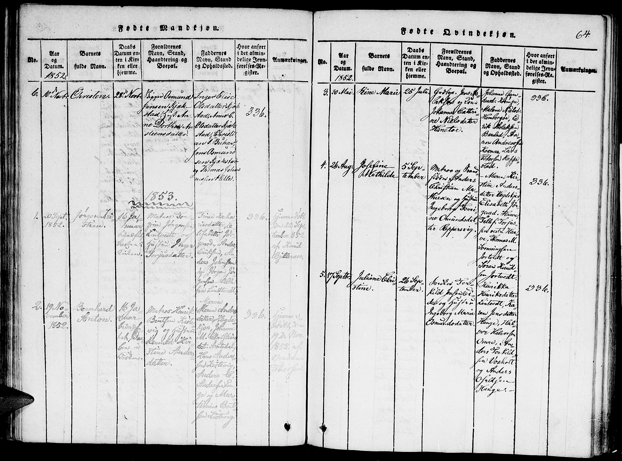 Hommedal sokneprestkontor, SAK/1111-0023/F/Fa/Faa/L0001: Parish register (official) no. A 1, 1816-1860, p. 64