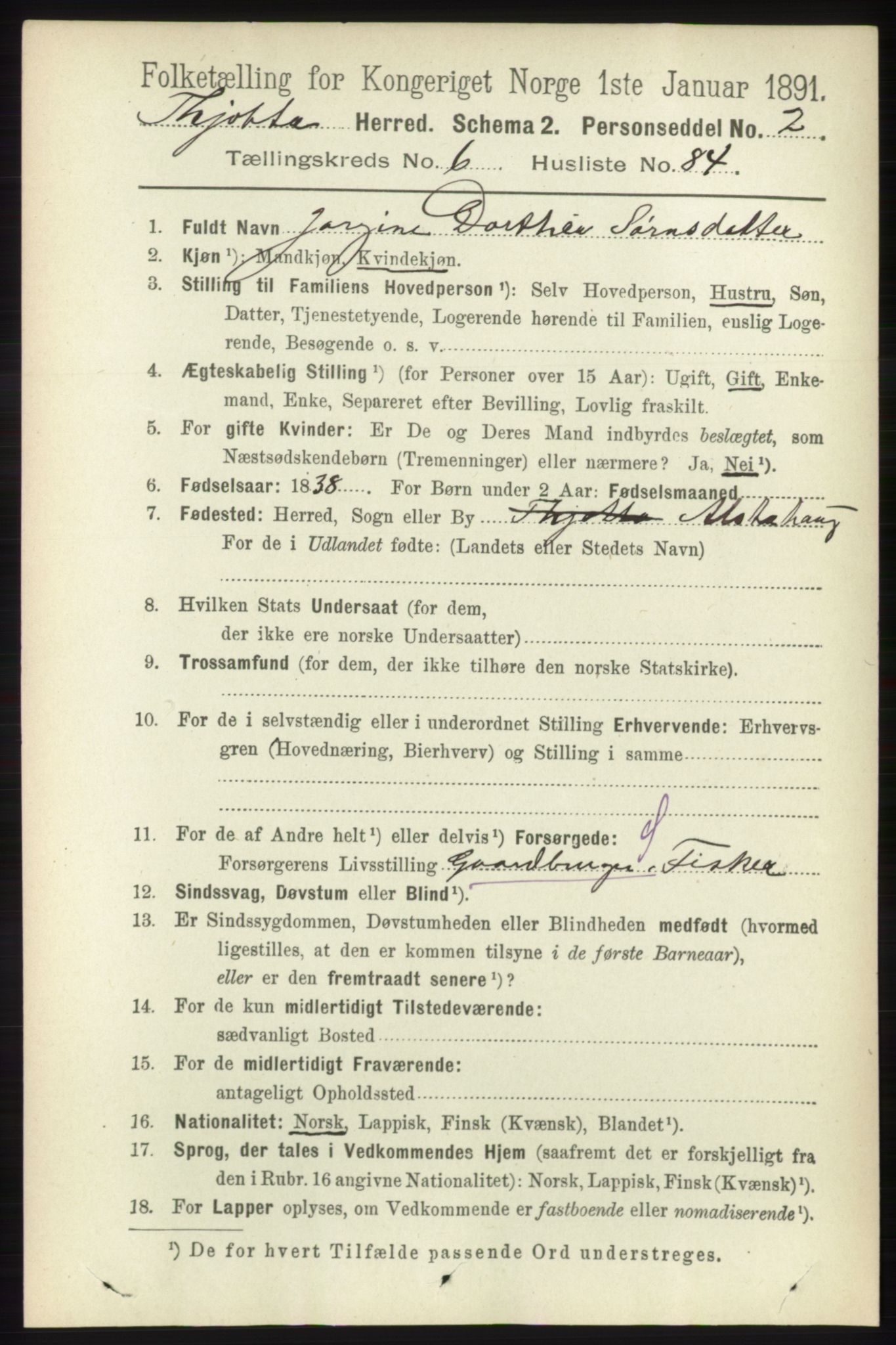 RA, 1891 census for 1817 Tjøtta, 1891, p. 3505