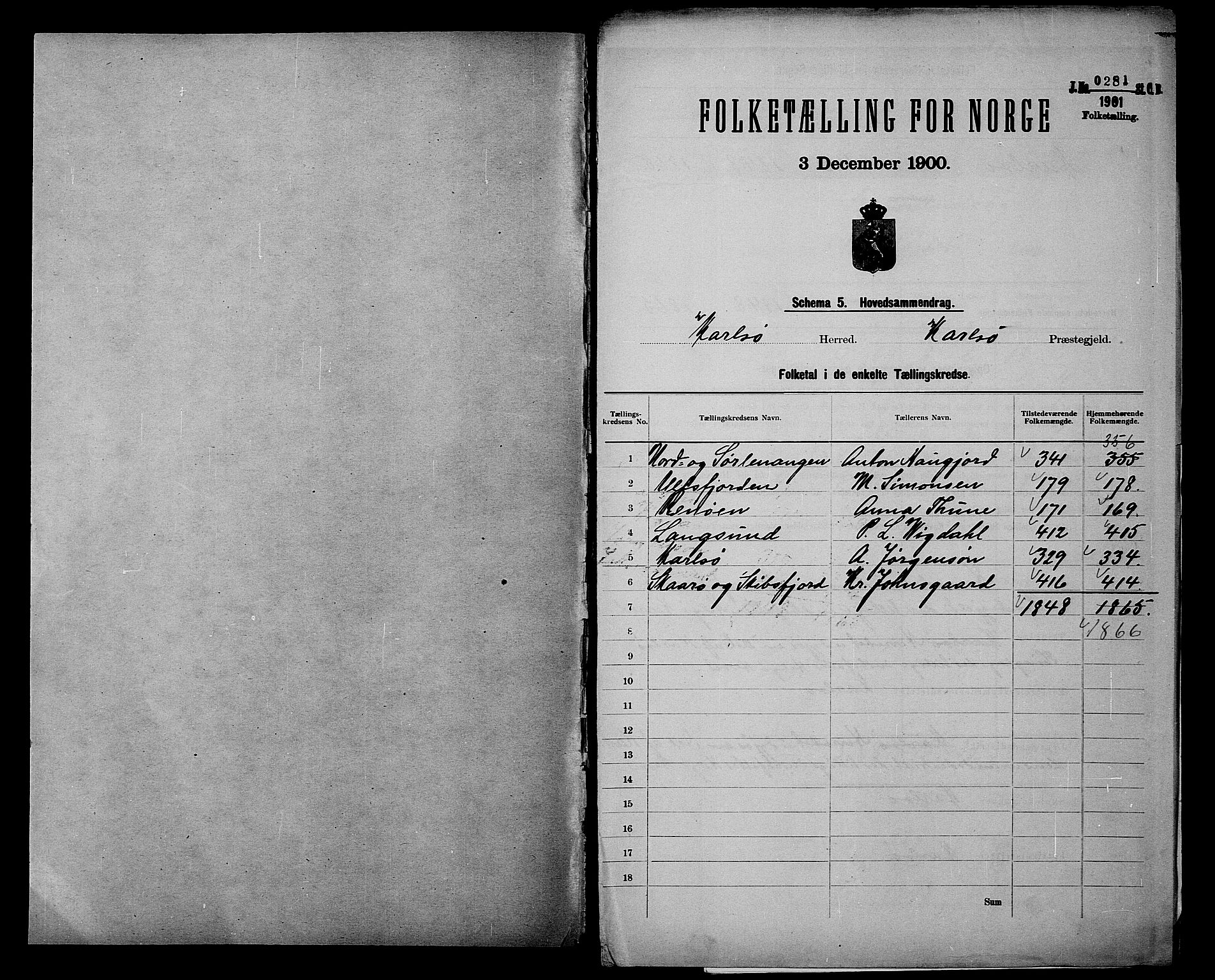 SATØ, 1900 census for Karlsøy, 1900, p. 2