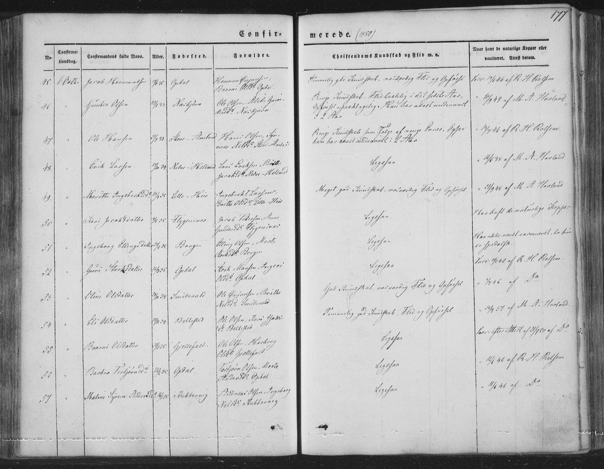 Tysnes sokneprestembete, AV/SAB-A-78601/H/Haa: Parish register (official) no. A 10, 1848-1859, p. 177