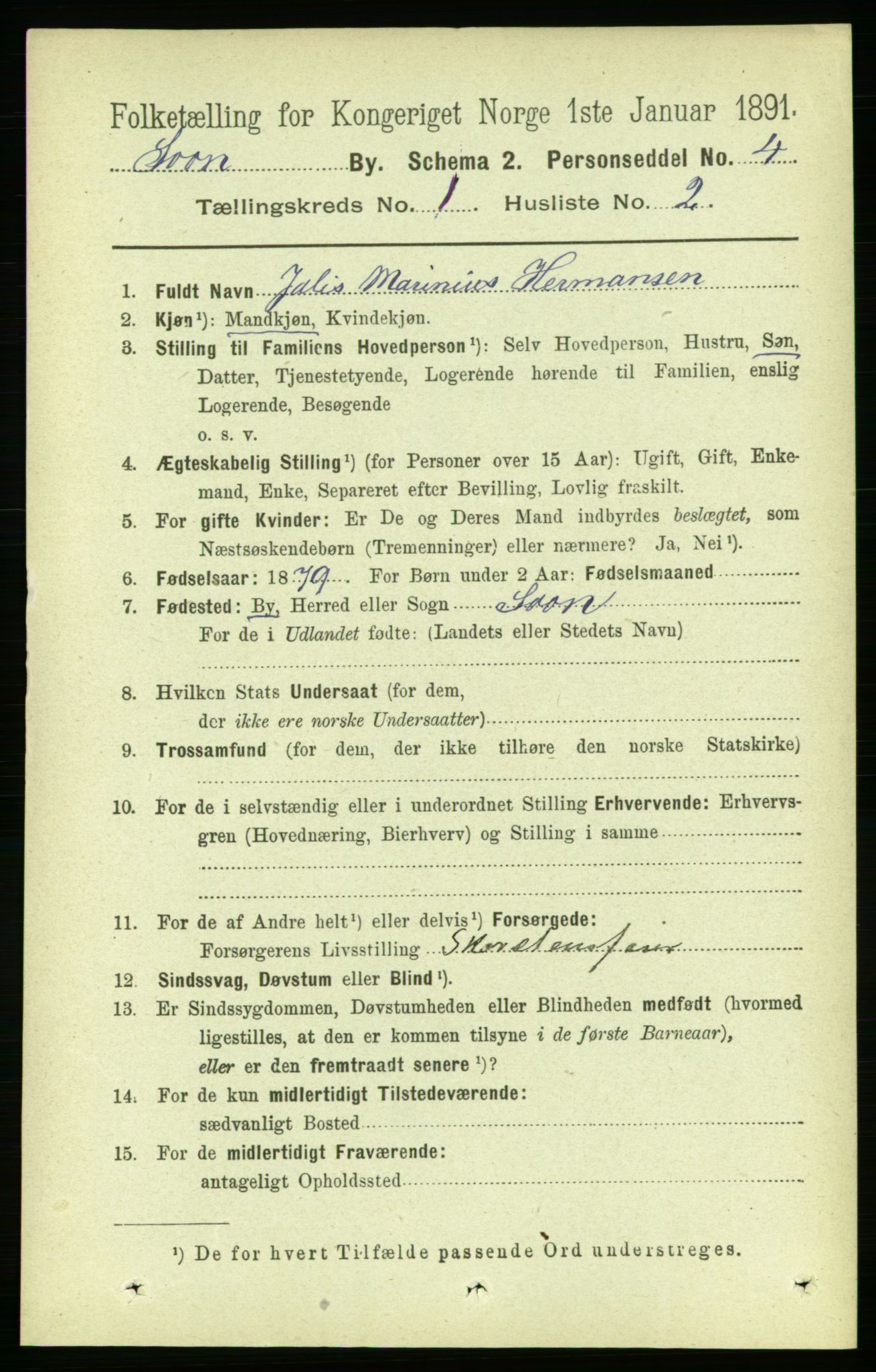 RA, 1891 census for 0201 Son, 1891, p. 17