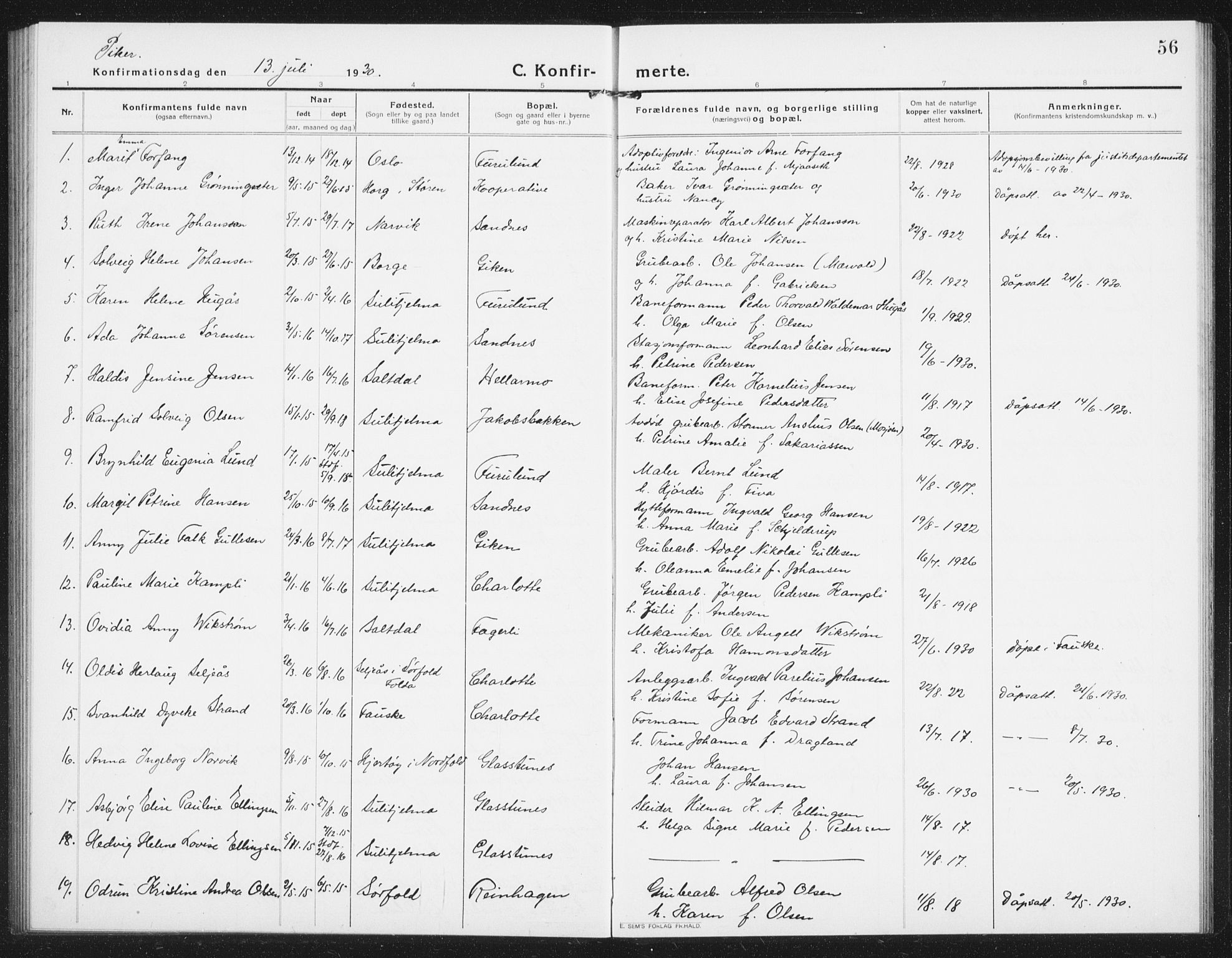 Ministerialprotokoller, klokkerbøker og fødselsregistre - Nordland, SAT/A-1459/850/L0717: Parish register (copy) no. 850C01, 1915-1941, p. 56