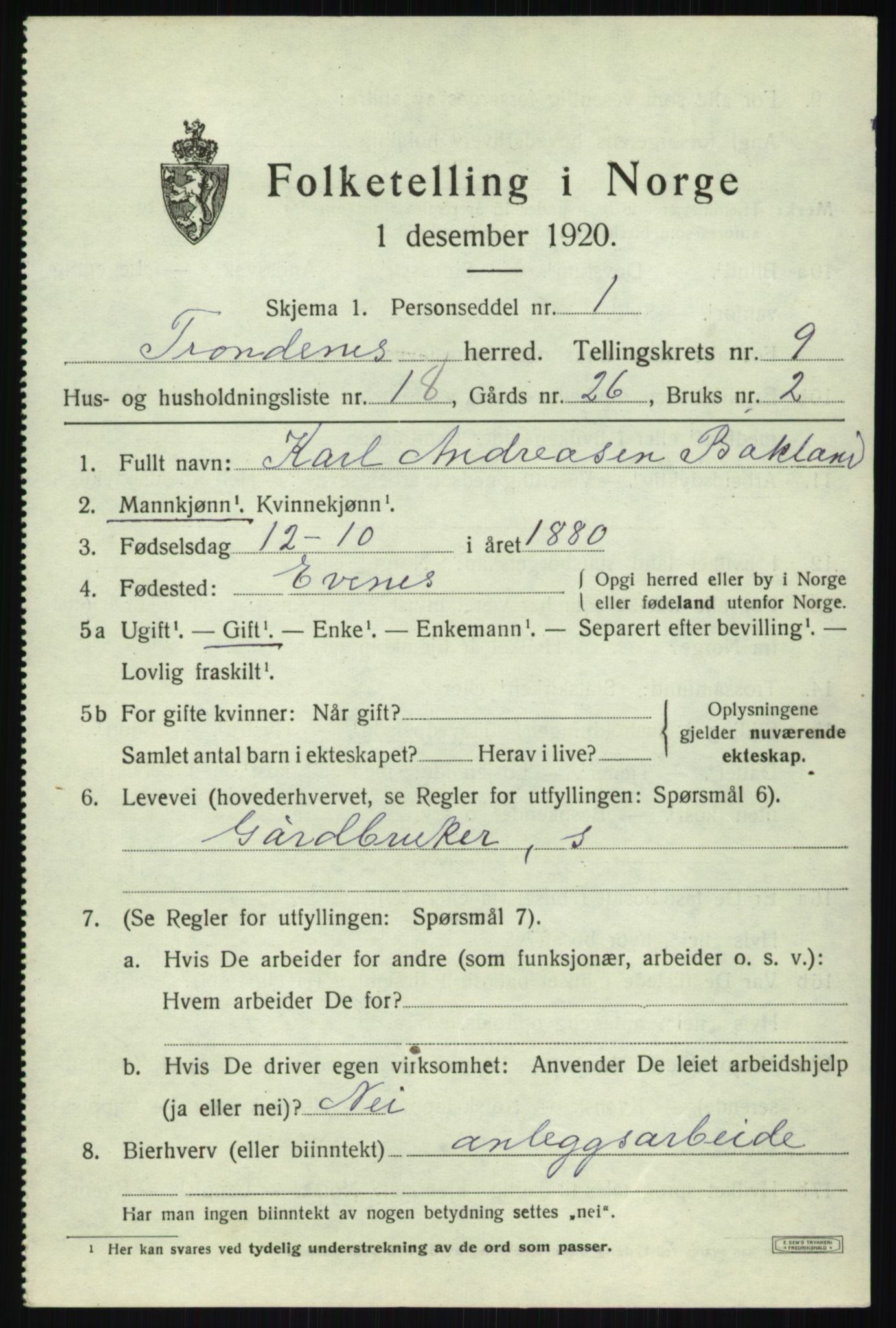 SATØ, 1920 census for Trondenes, 1920, p. 7631