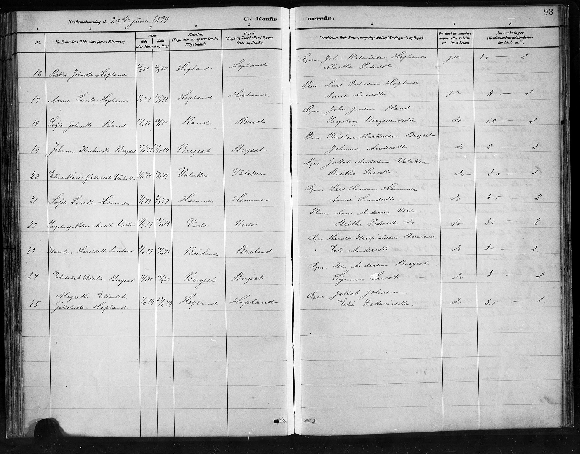 Innvik sokneprestembete, AV/SAB-A-80501: Parish register (copy) no. C 3, 1883-1911, p. 93