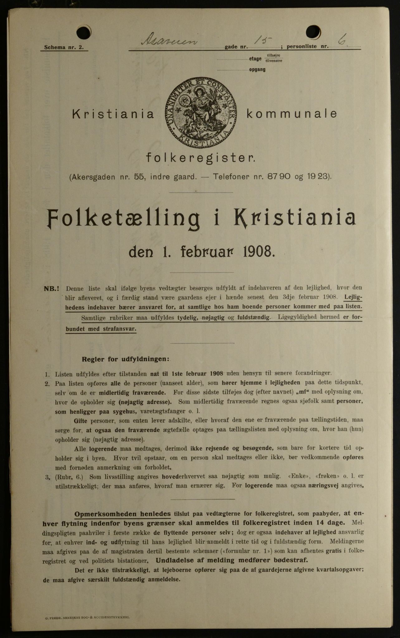 OBA, Municipal Census 1908 for Kristiania, 1908, p. 117692