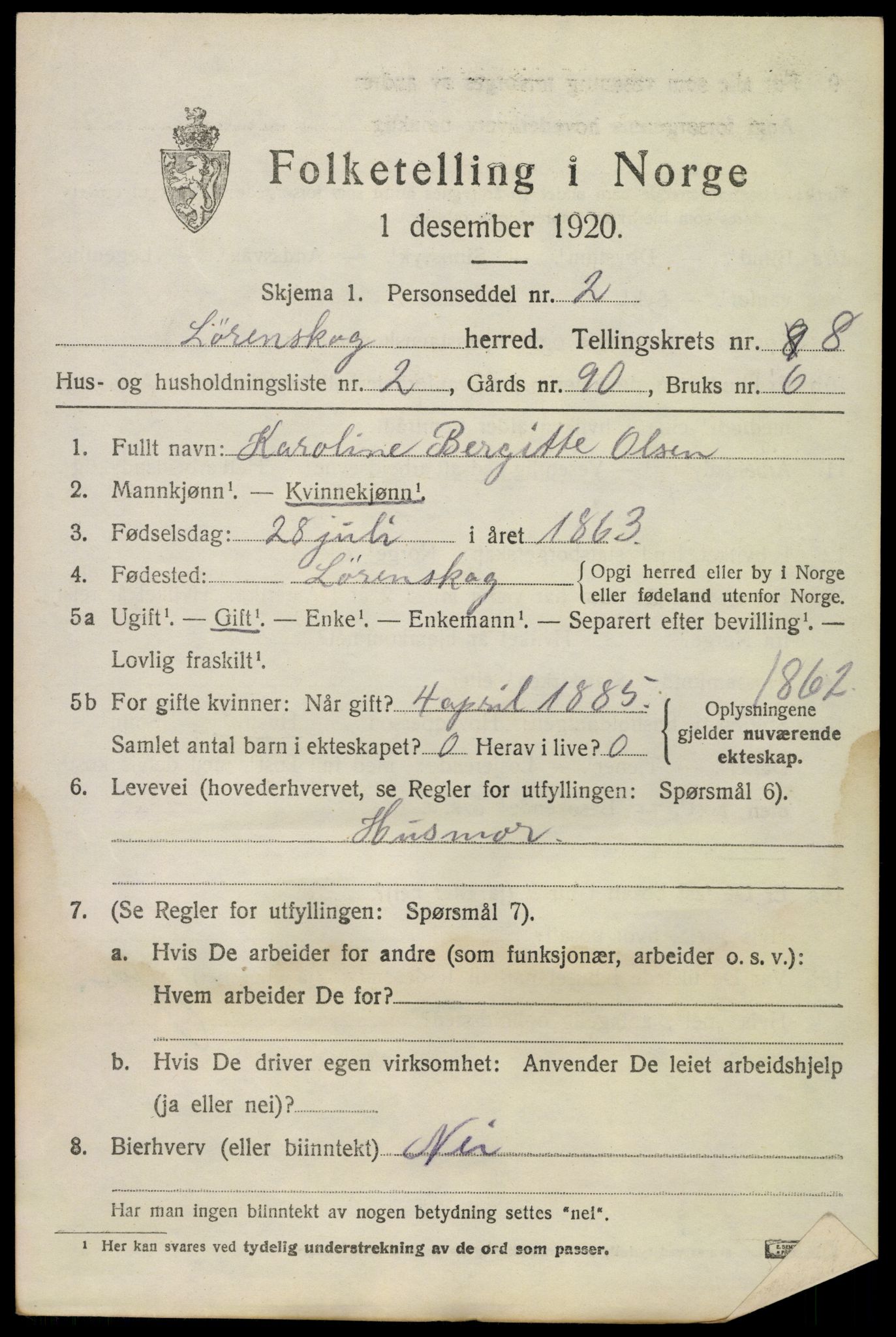 SAO, 1920 census for Lørenskog, 1920, p. 6278