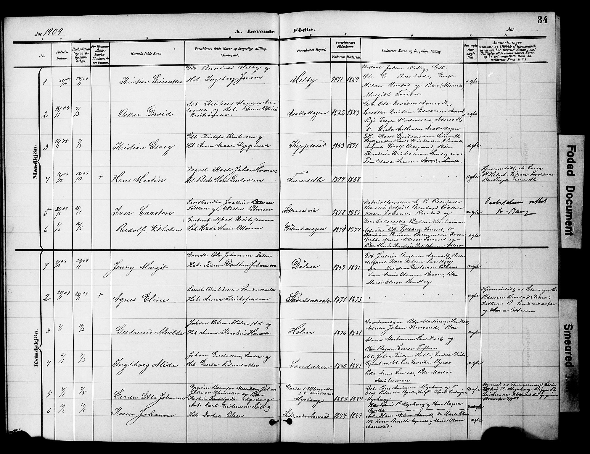 Nannestad prestekontor Kirkebøker, SAO/A-10414a/G/Gc/L0001: Parish register (copy) no. III 1, 1901-1916, p. 34